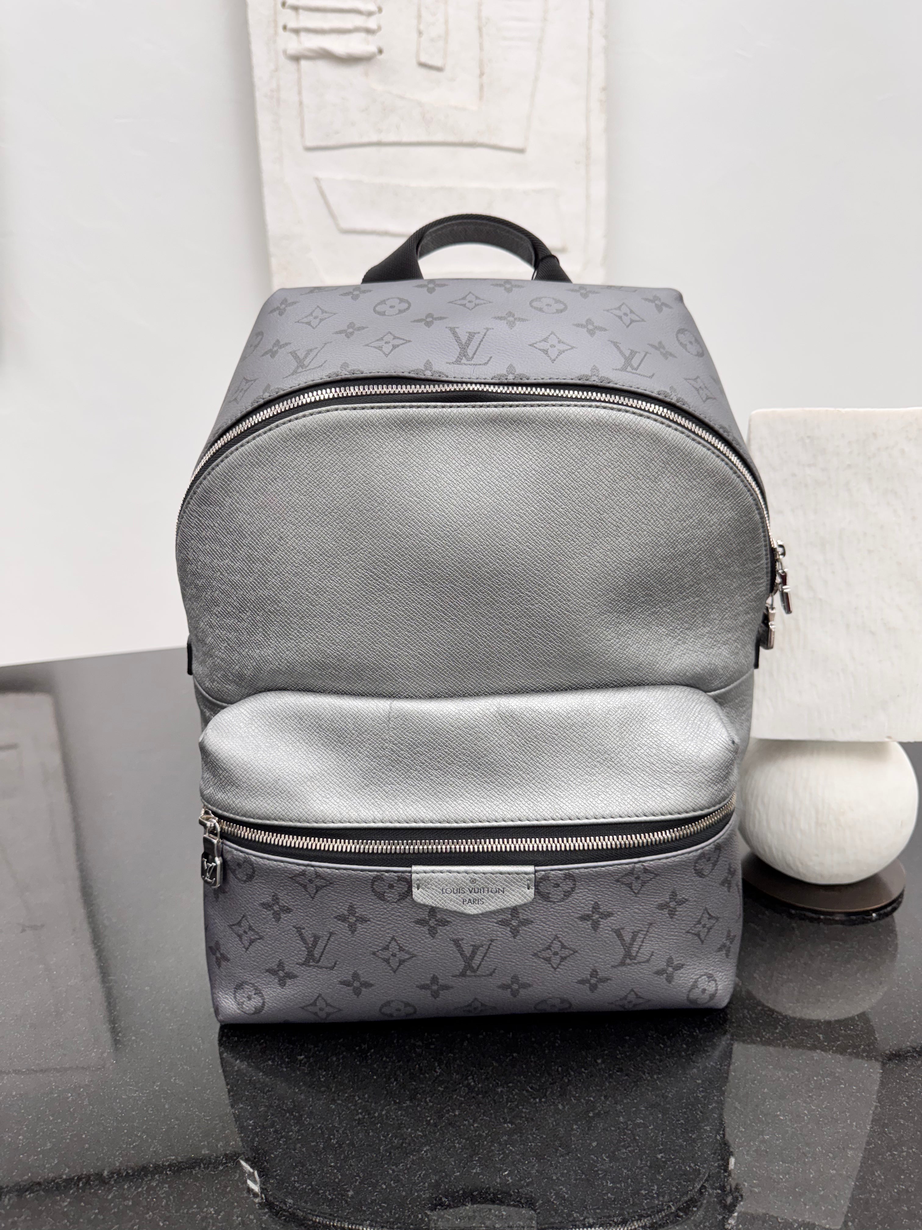 Louis Vuitton Metallic Silver Monogram Taigarama Discovery Backpack PM