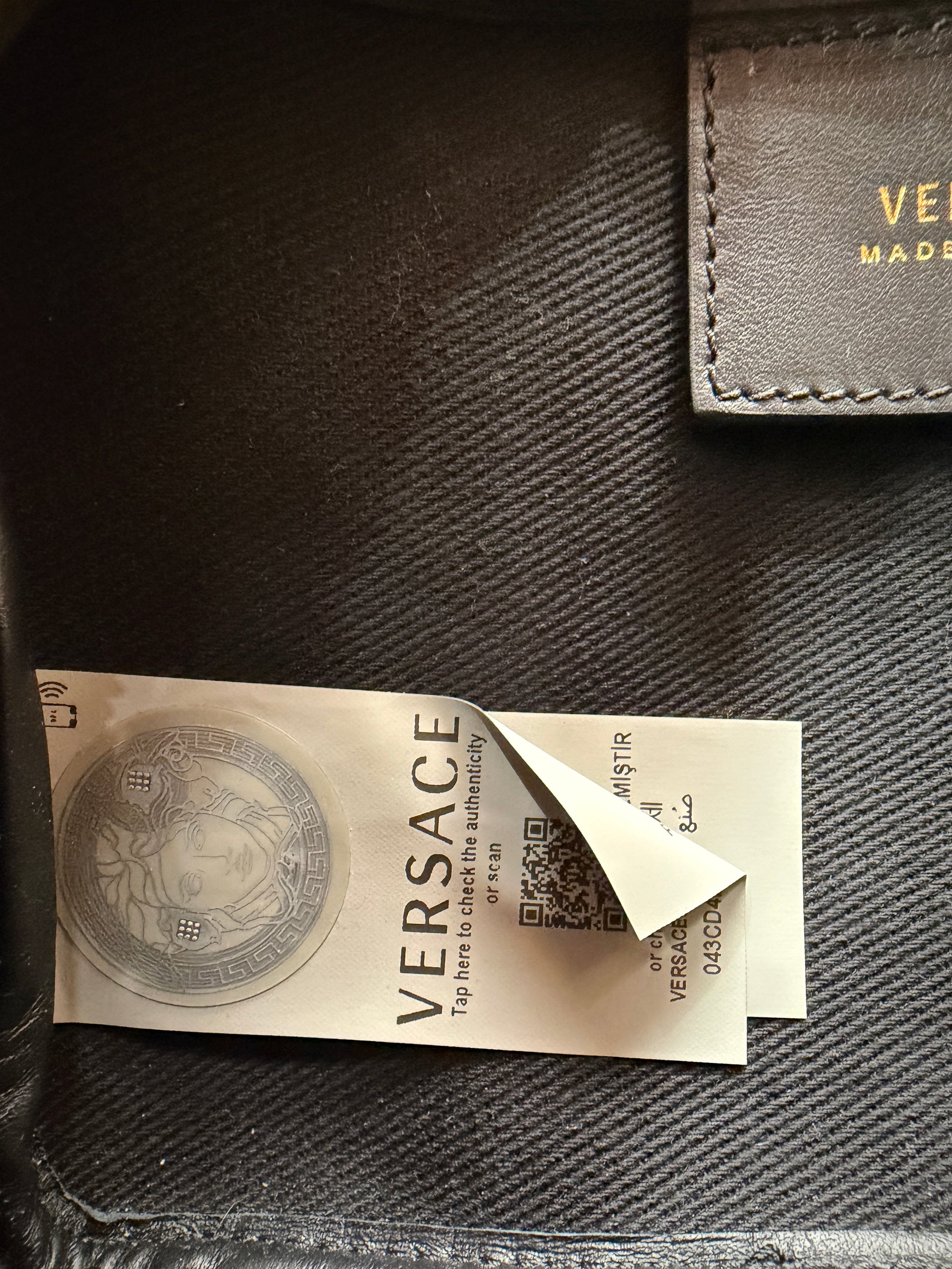 Versace Black And Multi Color Leather Belt Bag