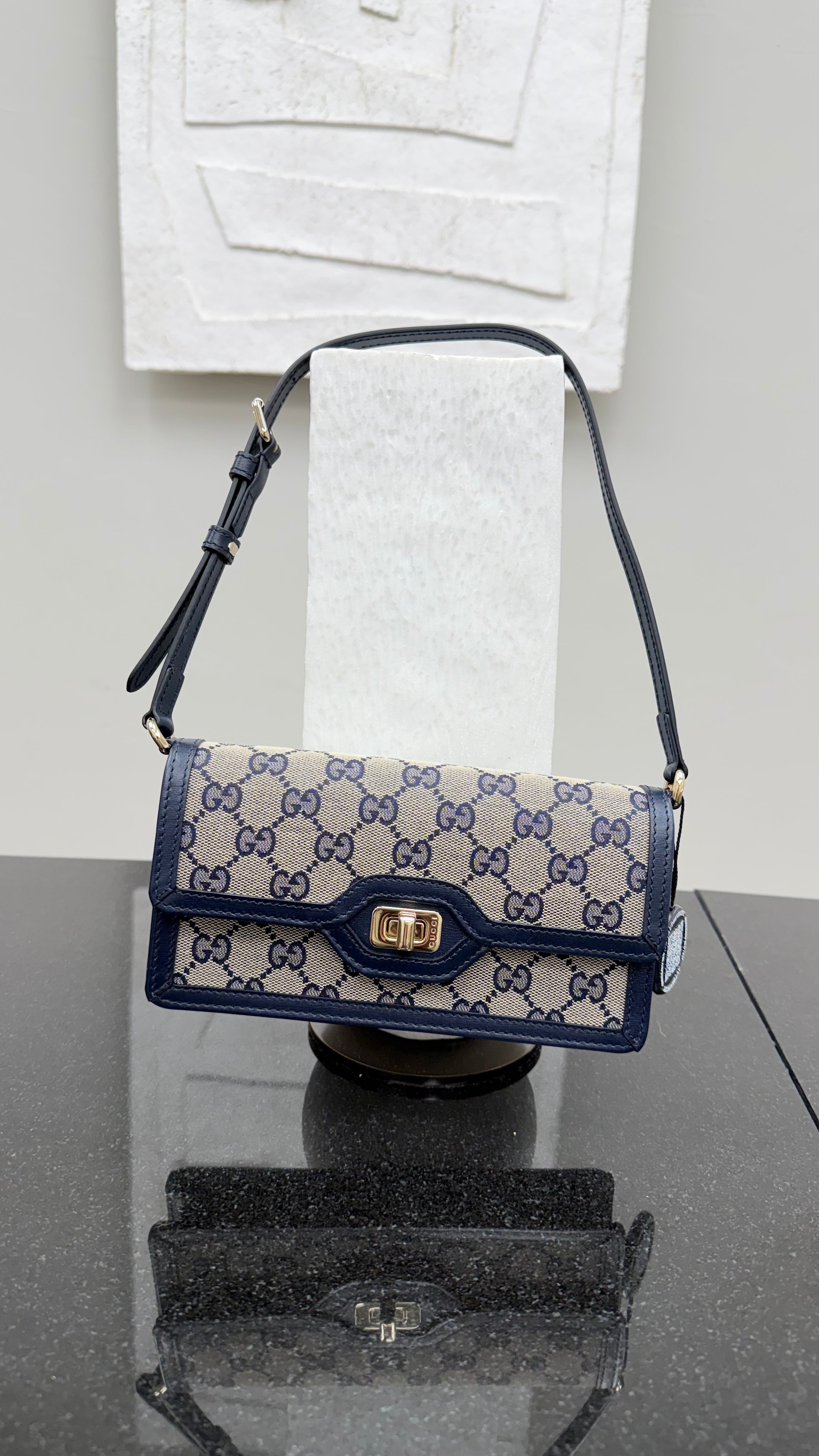 *DONS DROP* BRAND NEW- Gucci Blue GG Canvas & Leather Mini Luce Shoulder Bag