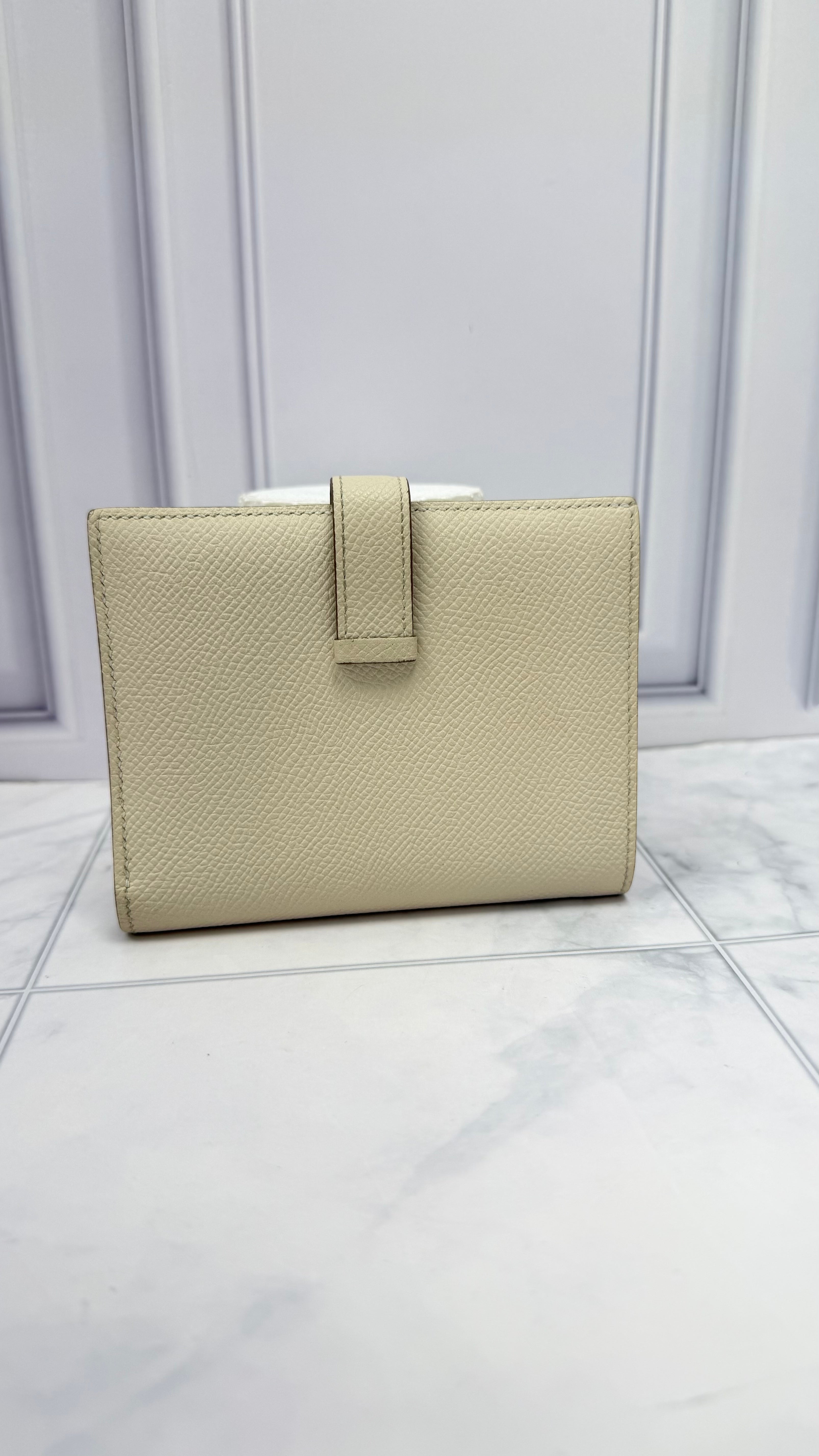 Hermes Craie Epsom Leather Compact Bearn Wallet