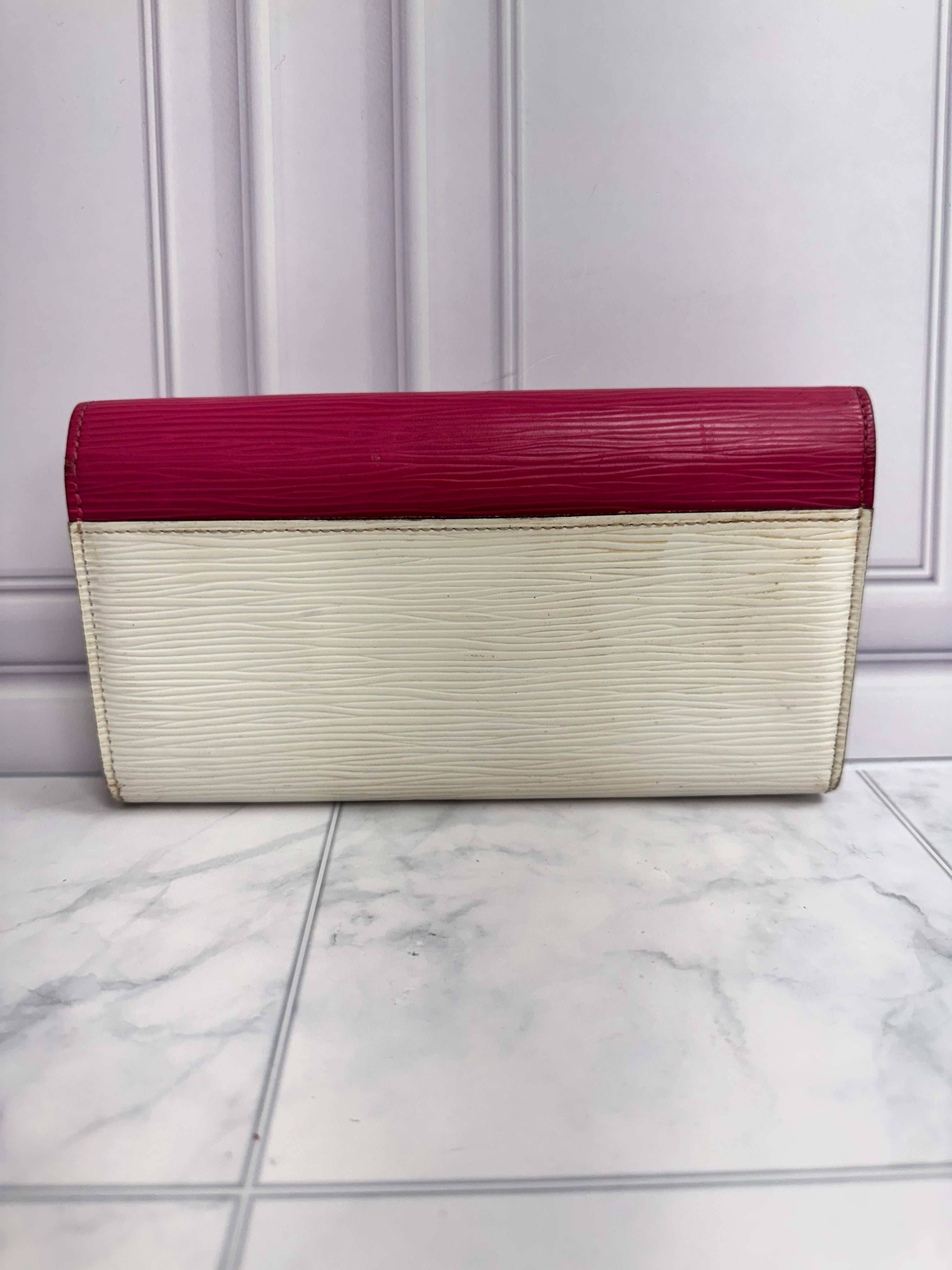 Louis Vuitton Pink And White Epi Leather Tribal Mask Long Wallet