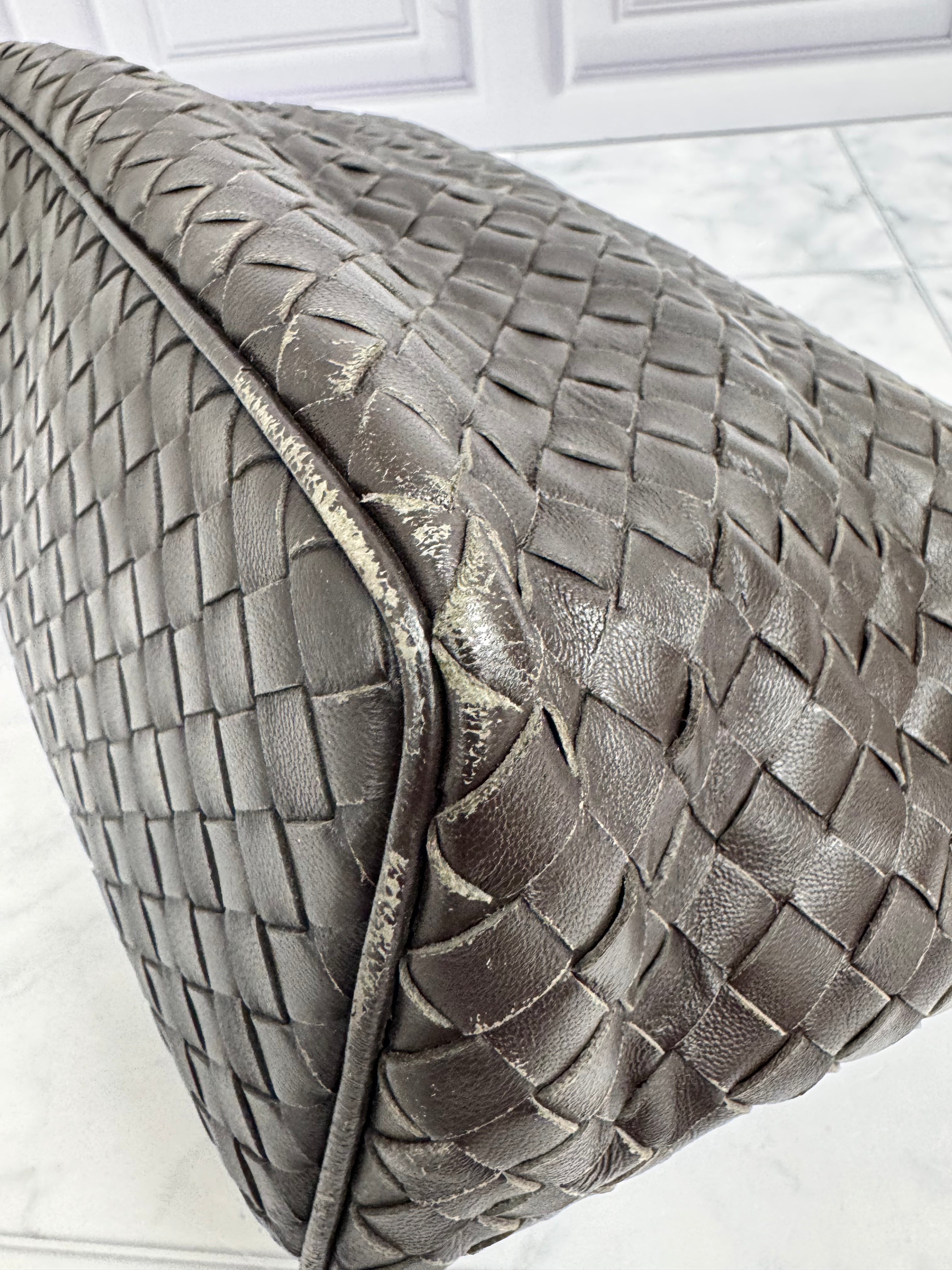 Bottega Veneta Dark Brown Intrecciato Leather Shoulder Bag