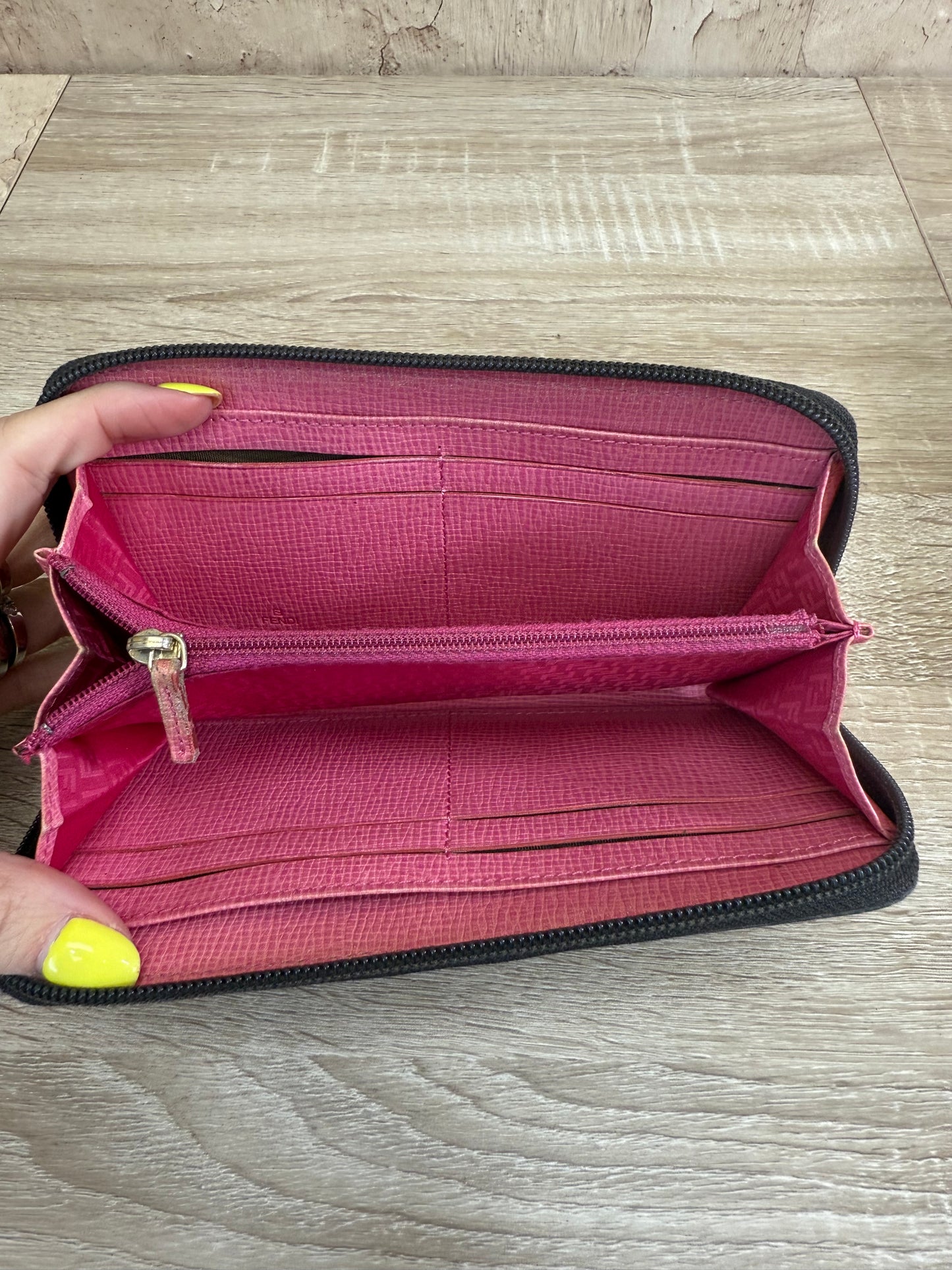 Fendi Zucca Coated Canvas Zippy Wallet
