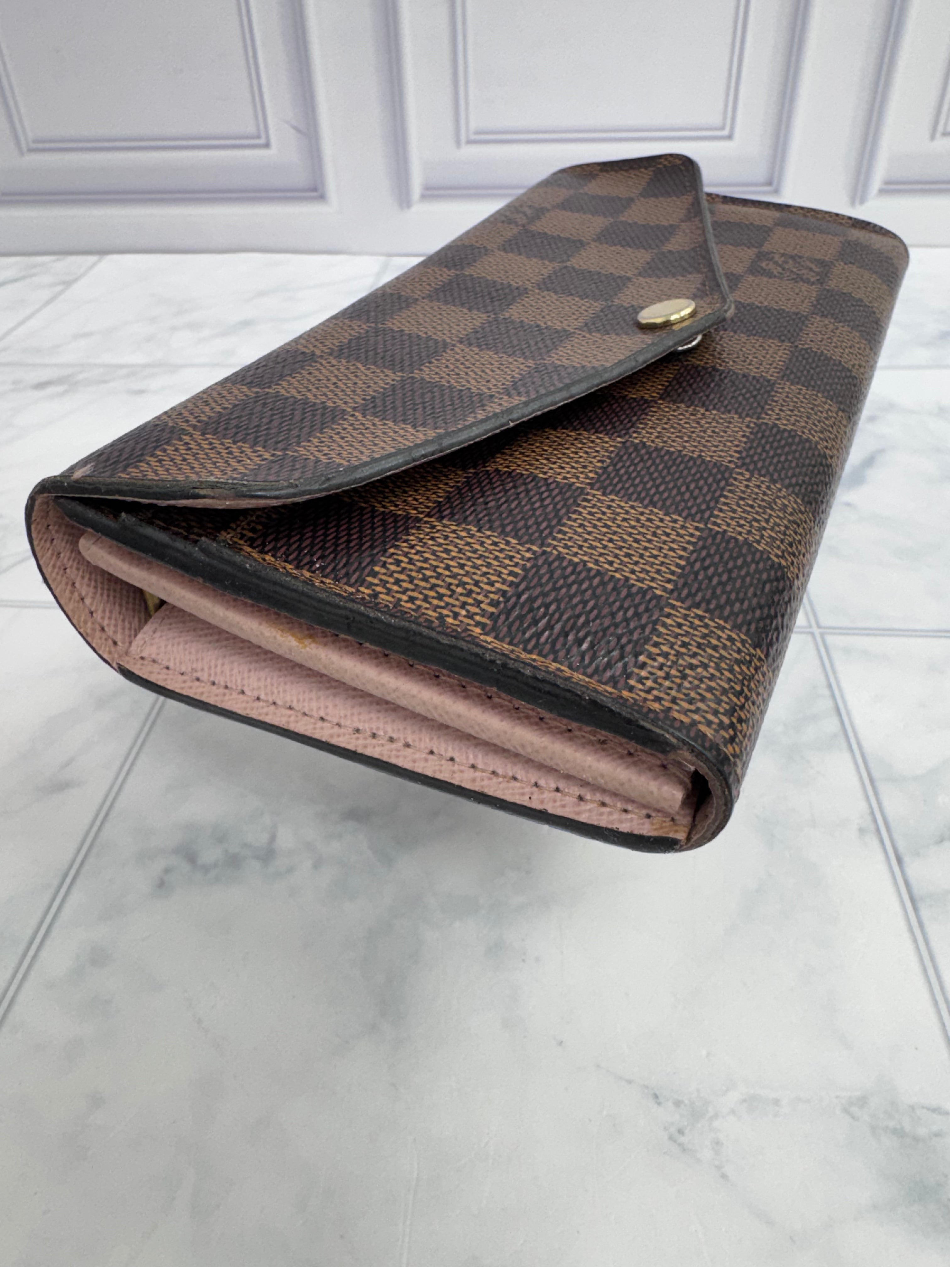 Louis Vuitton Damier Ebene & Pink Sarah Wallet