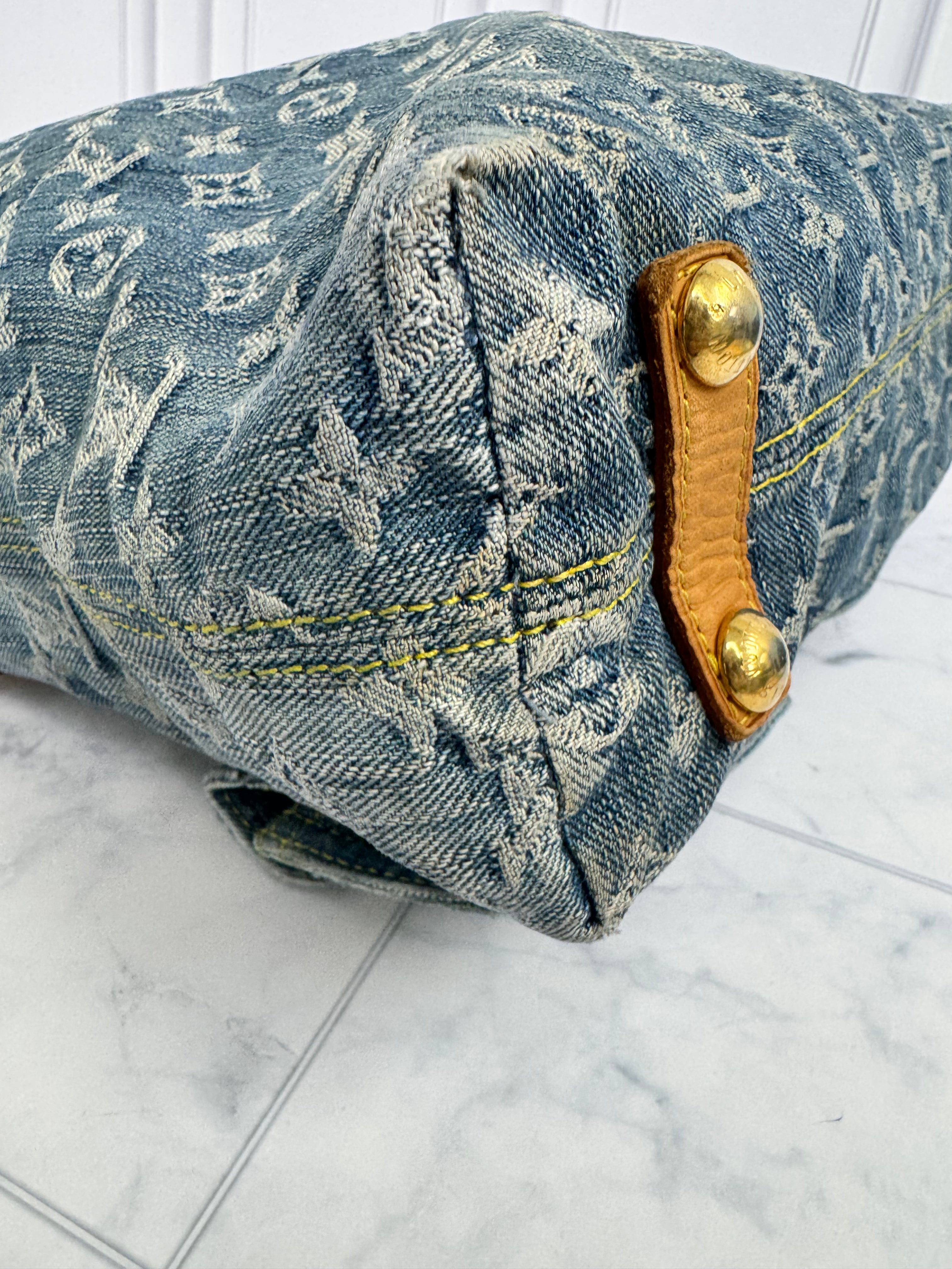 Louis Vuitton Blue Denim Monogram Baggy GM Shoulder Bag