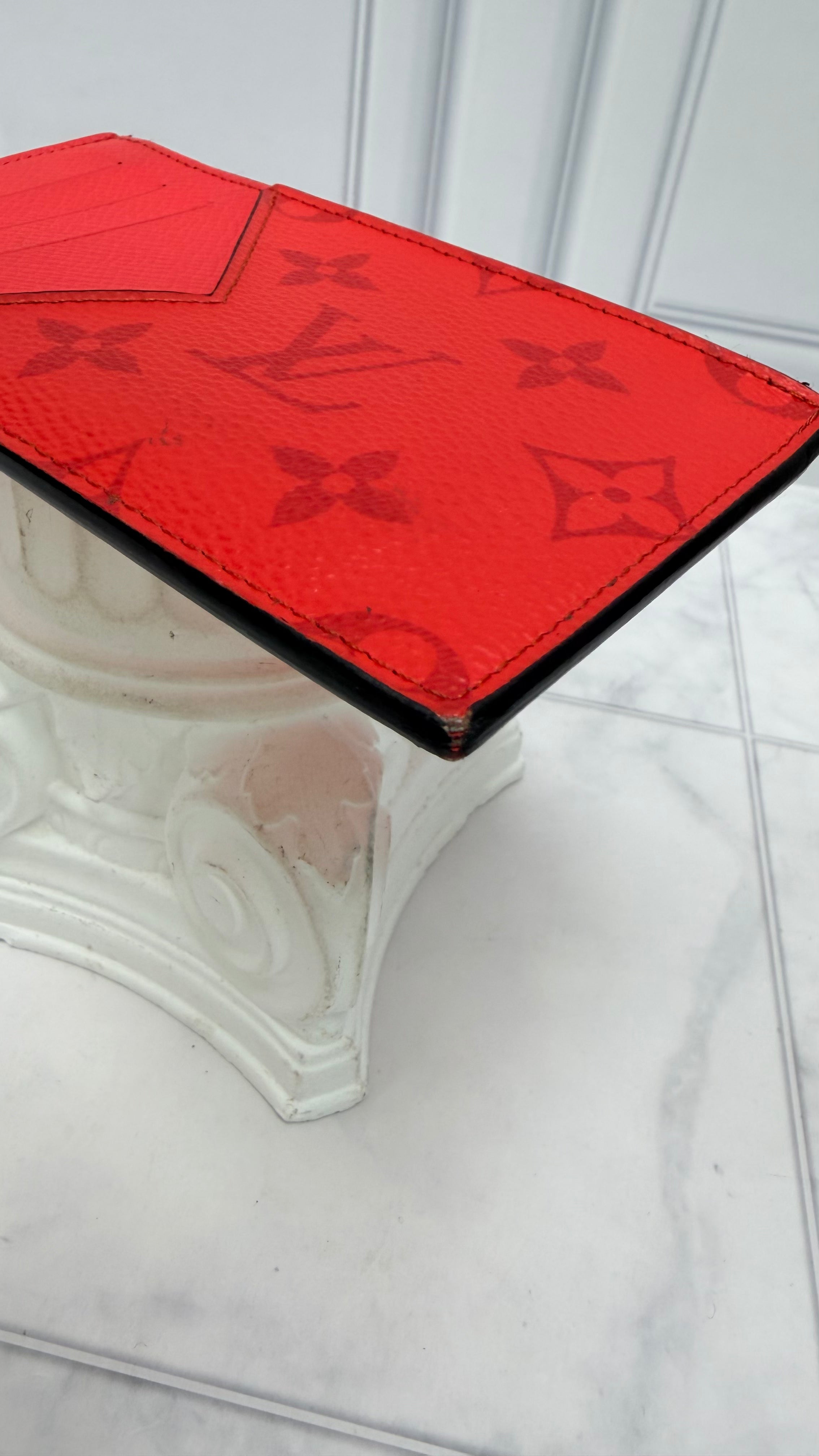 Louis Vuitton Red Taigarama Coin Card Case