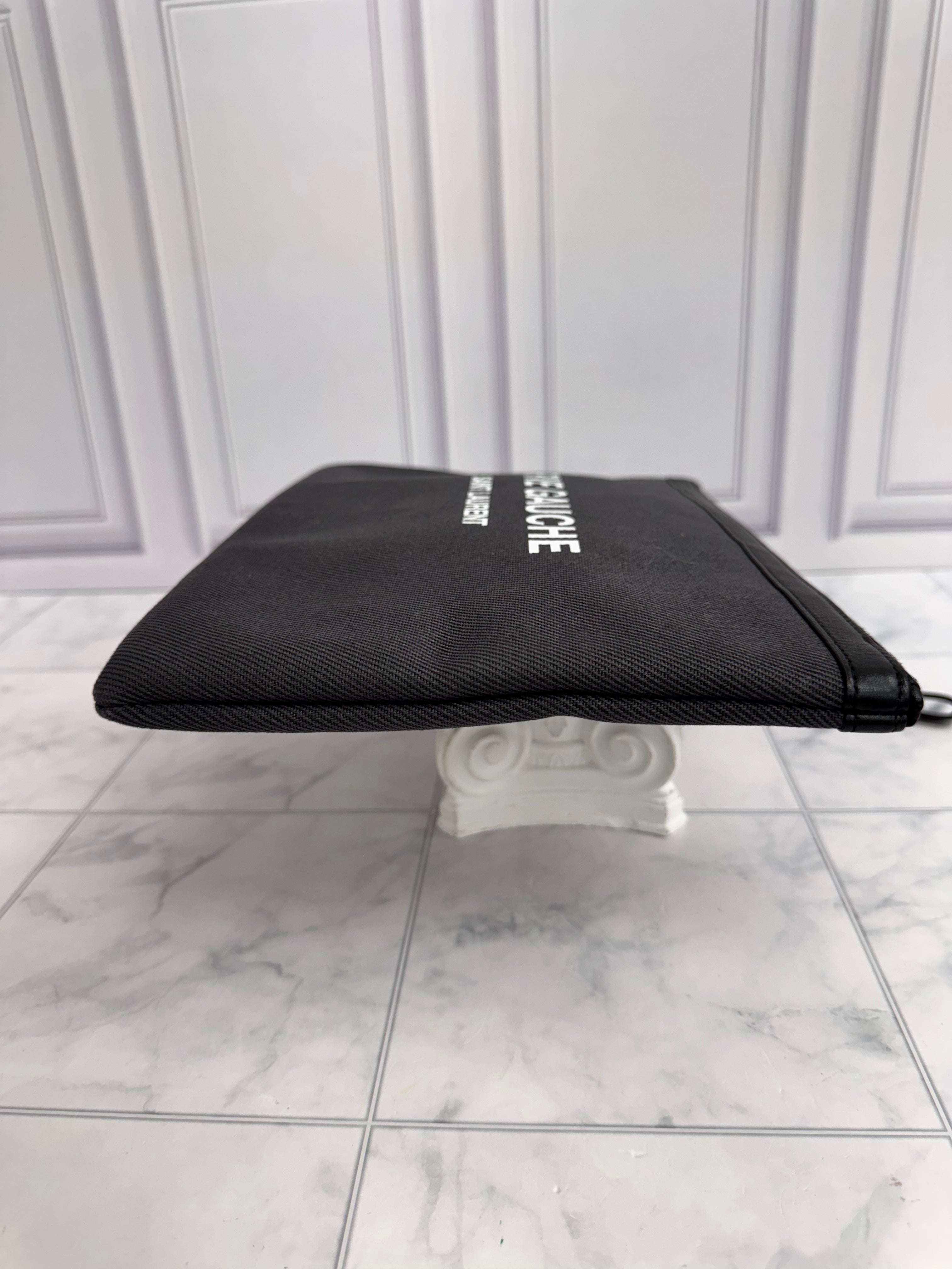 Saint Laurent YSL Dark Grey Canvas Rive Gauche Zipped Pouch