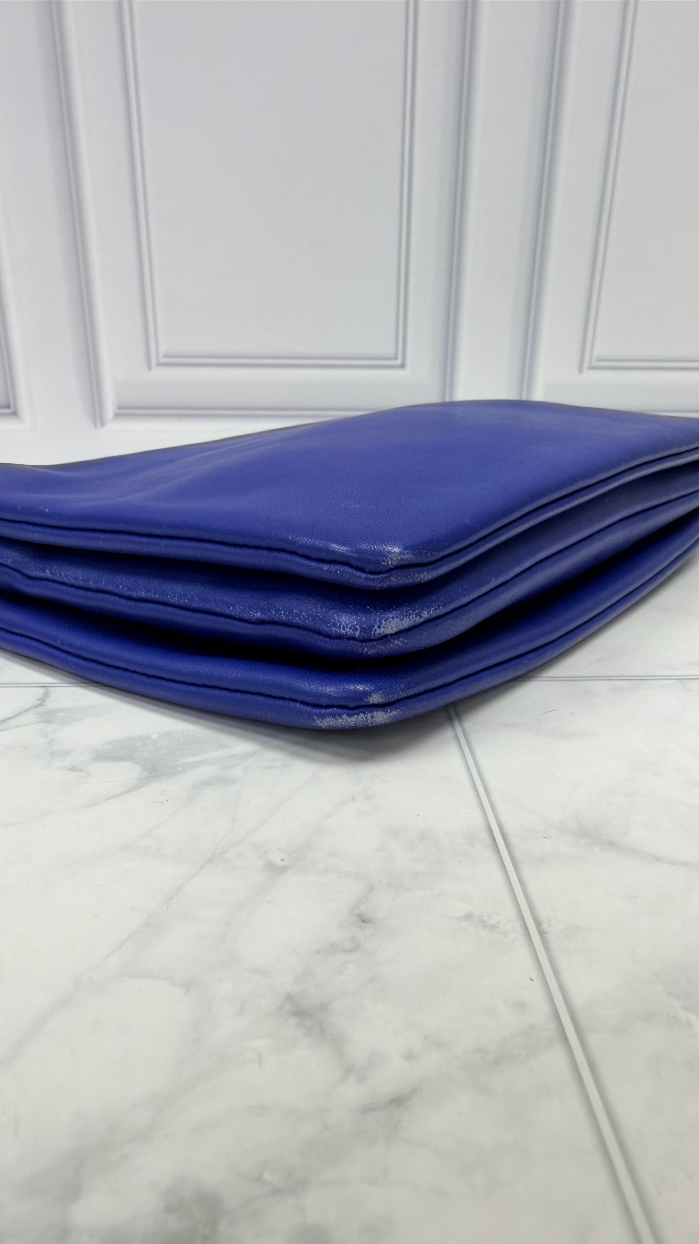 Celine Blue Leather Small Trio Crossbody