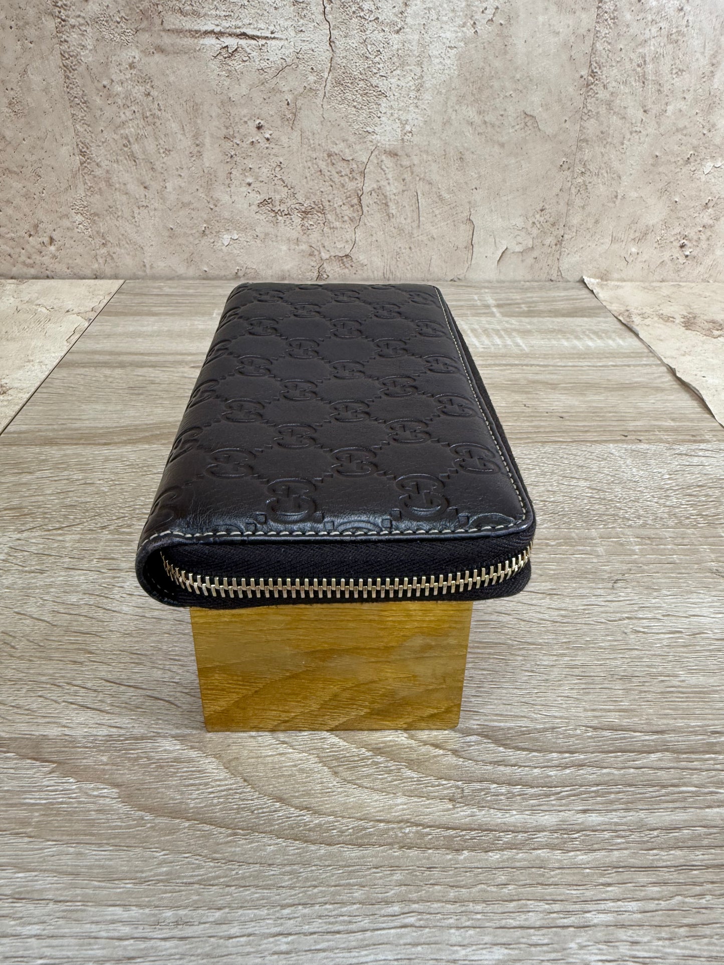 Gucci Dark Brown Leather Zippy Long Wallet