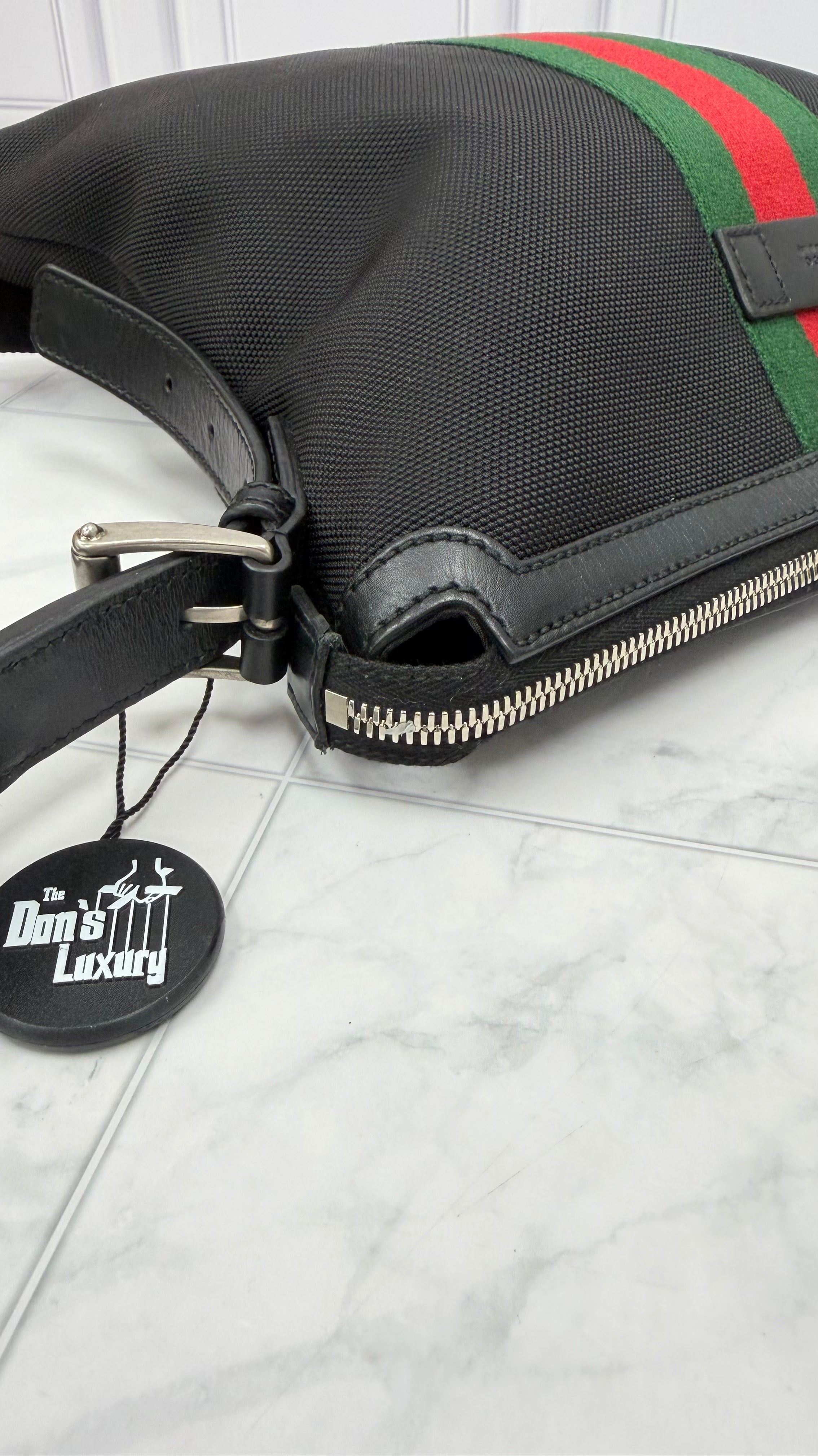 Gucci Black Techno Canvas Web Messenger Bag