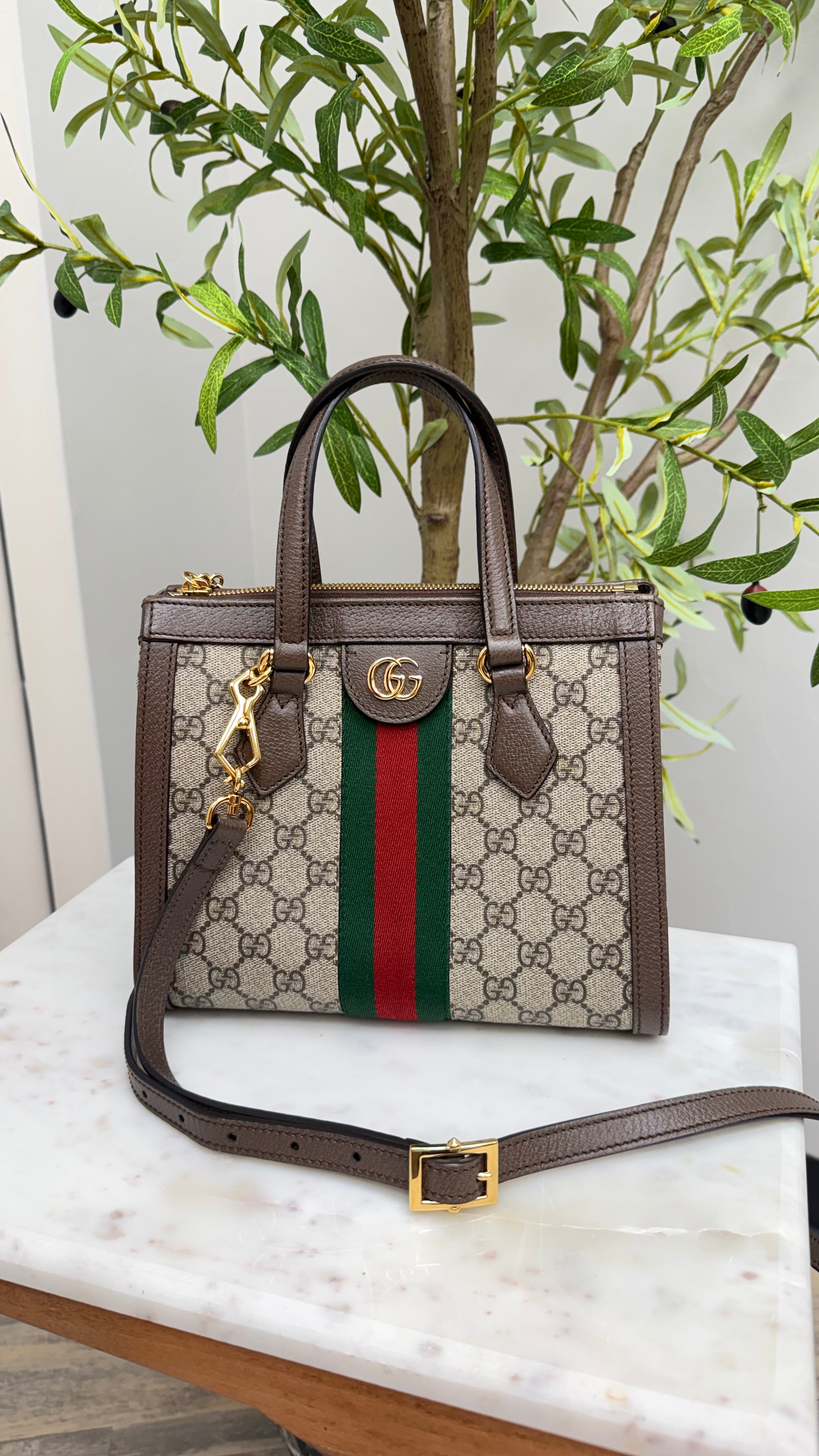 *DONS DROP* Gucci Supreme Canvas & Brown Leather Ophidia Small Tote