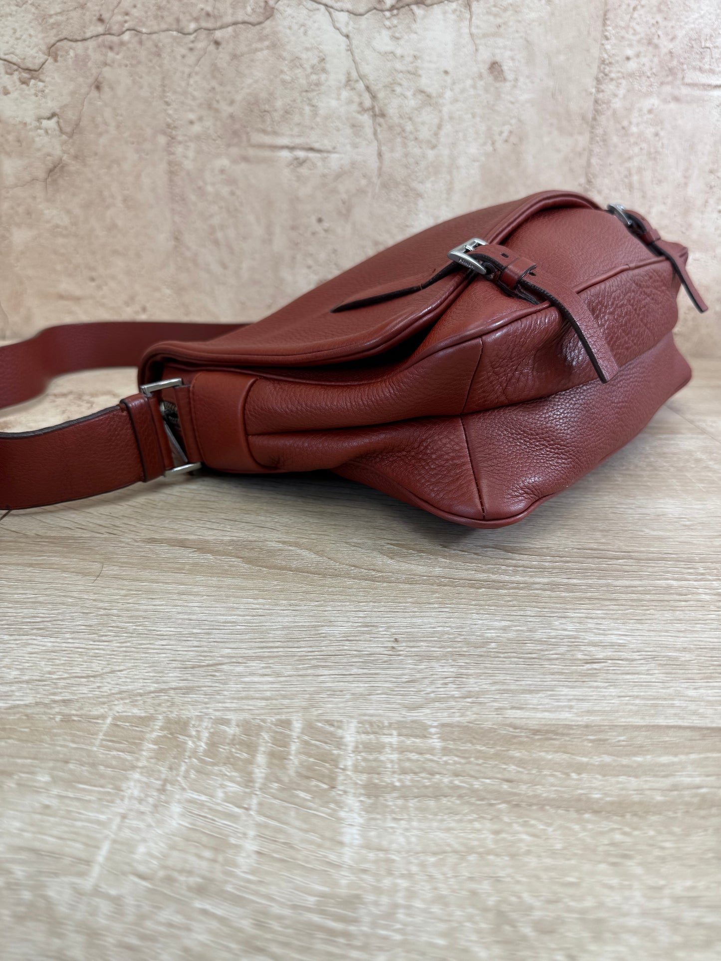 Prada Burgundy Leather Messenger Bag