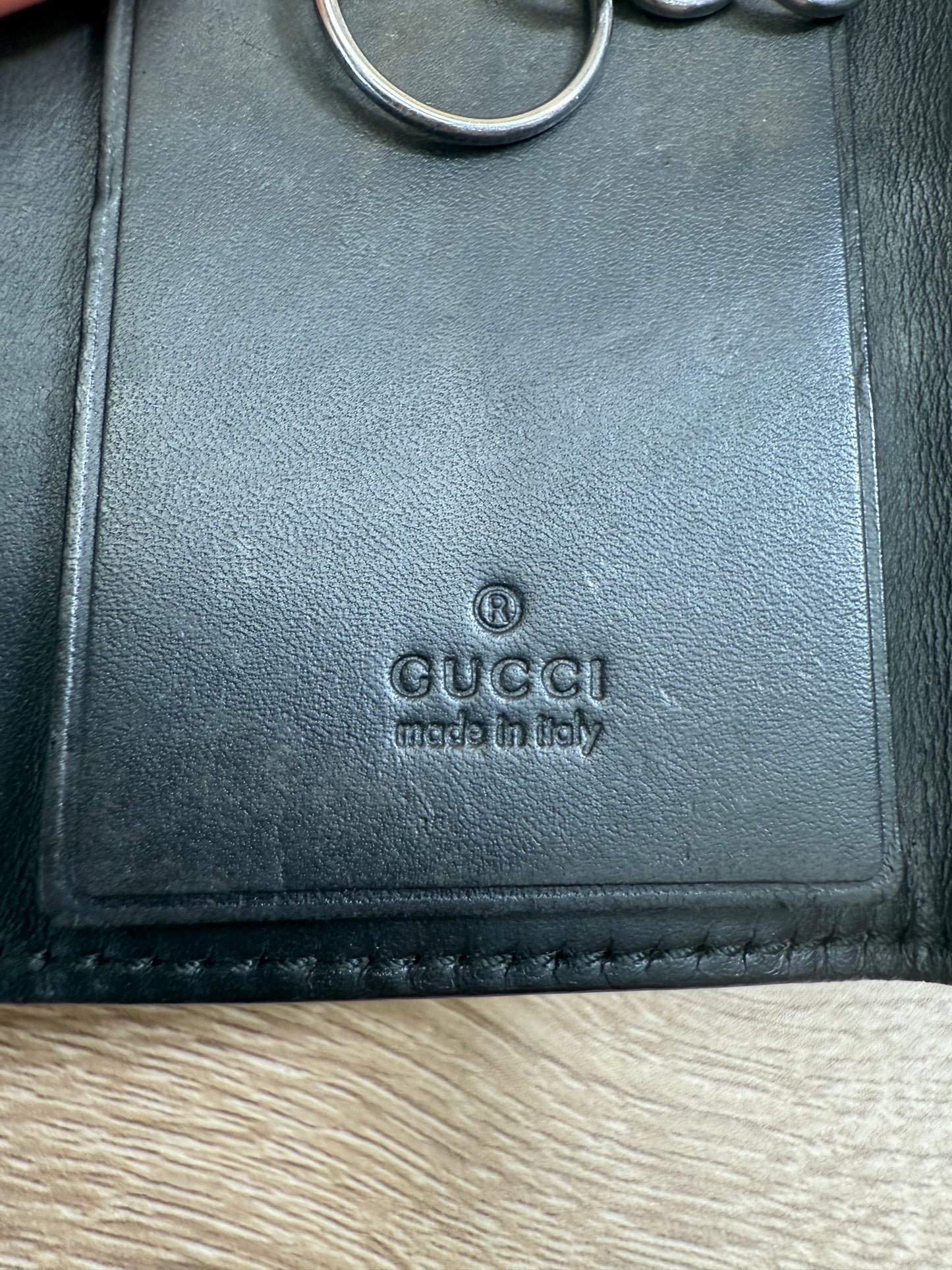 Gucci Guccissima Black Leather 6 Key Holder