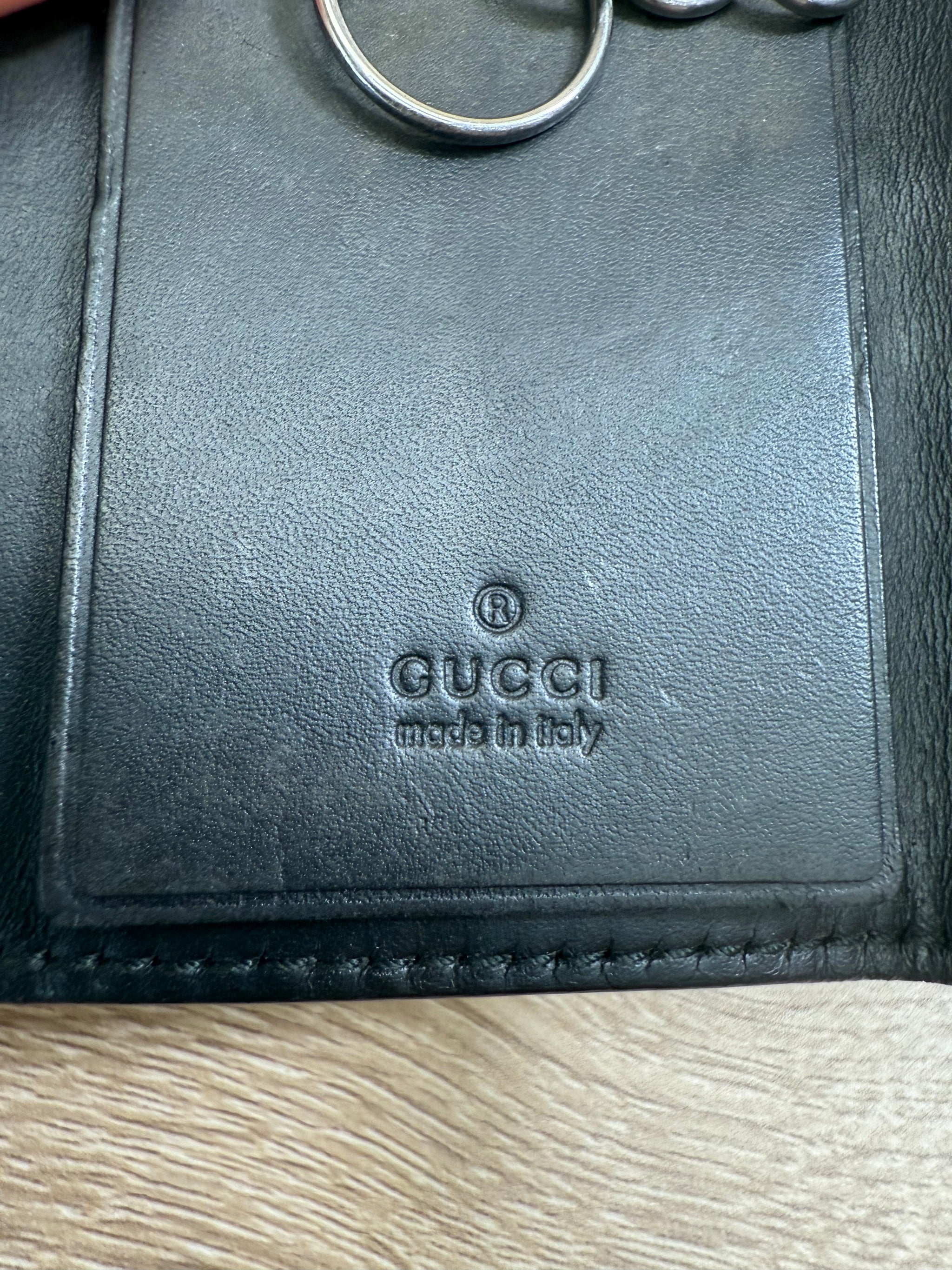 Gucci Guccissima Black Leather 6 Key Holder