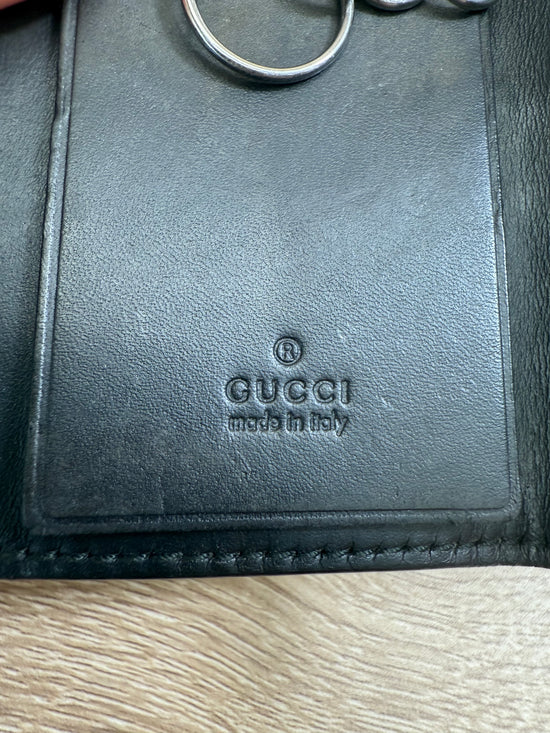 Gucci Guccissima Black Leather 6 Key Holder