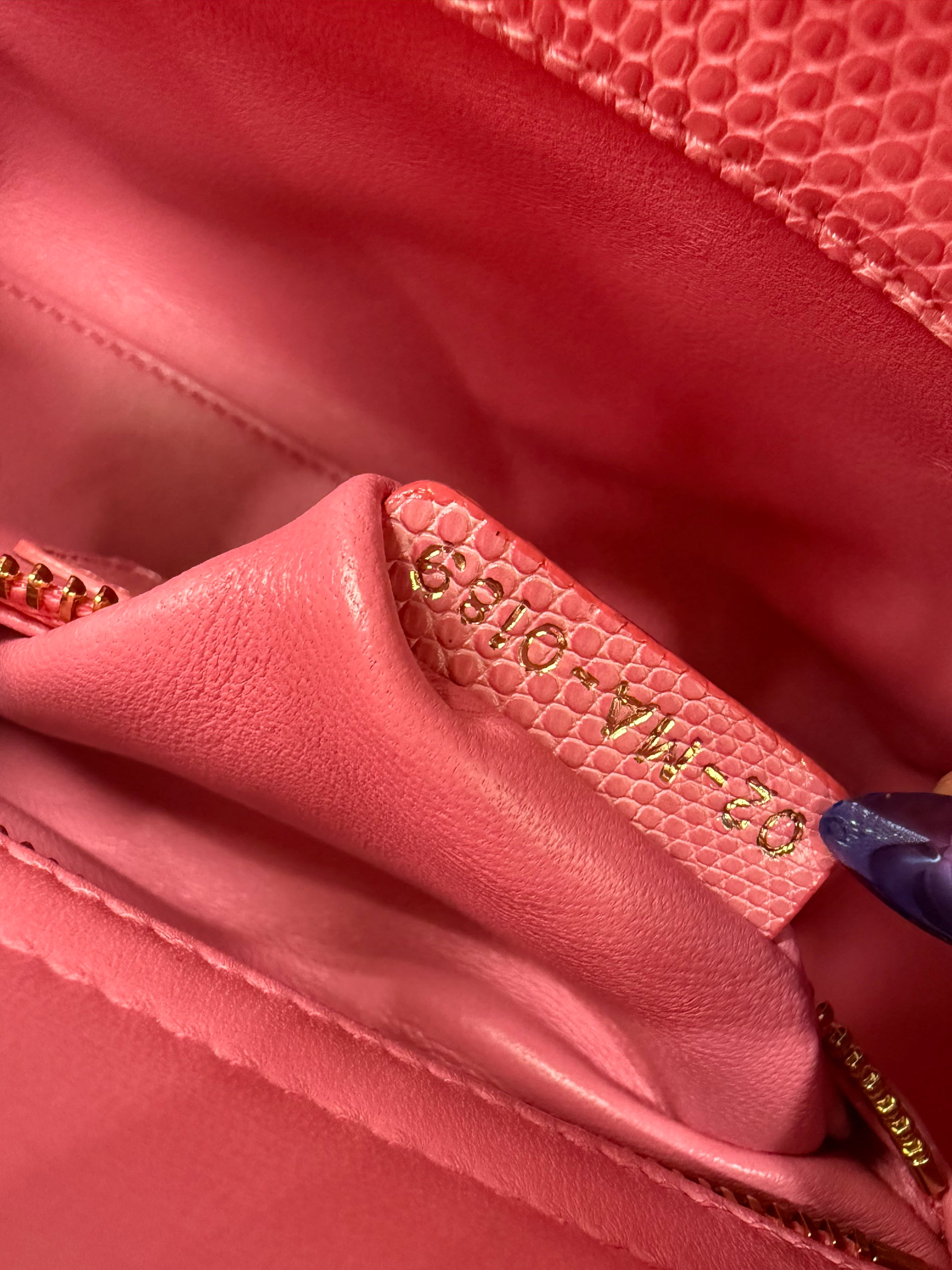 LIKE NEW Christian Dior Lady Dior Small Pink Lizard