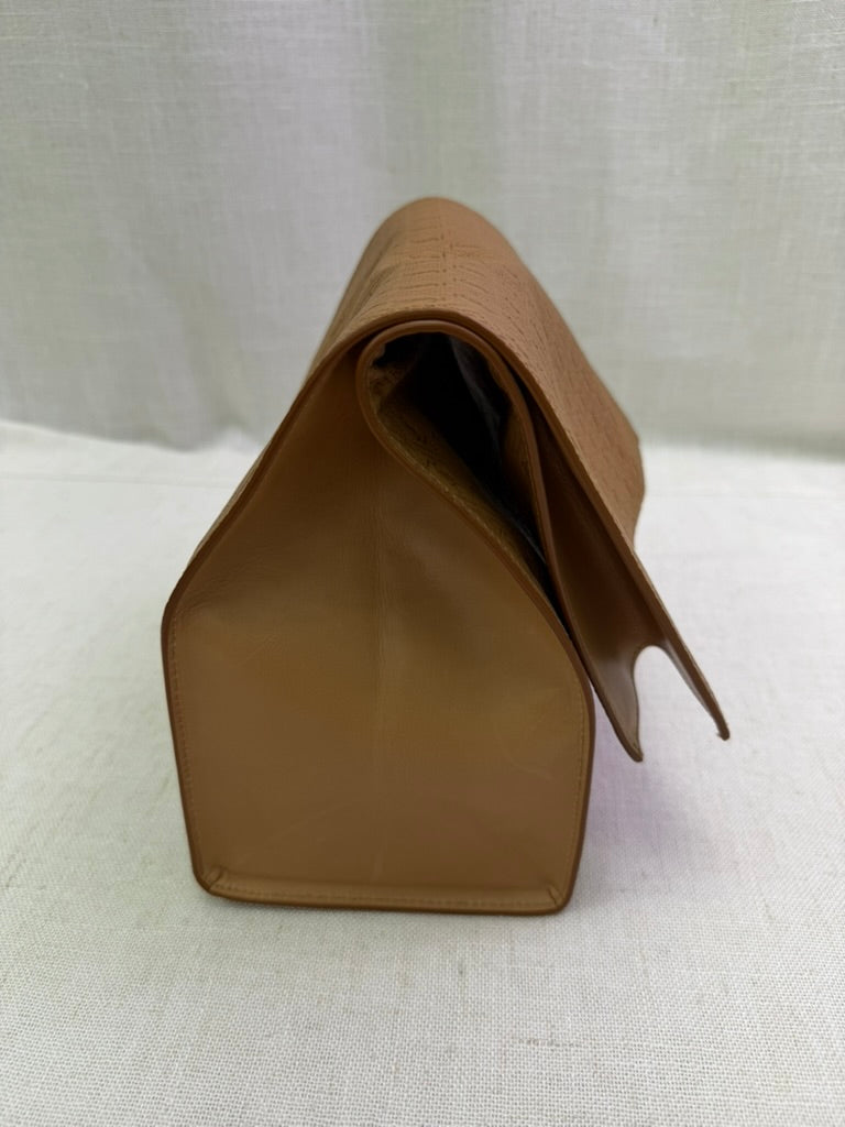LIKE NEW- Saint Laurent YSL Beige Monogram Calfskin Deli Paper Bag