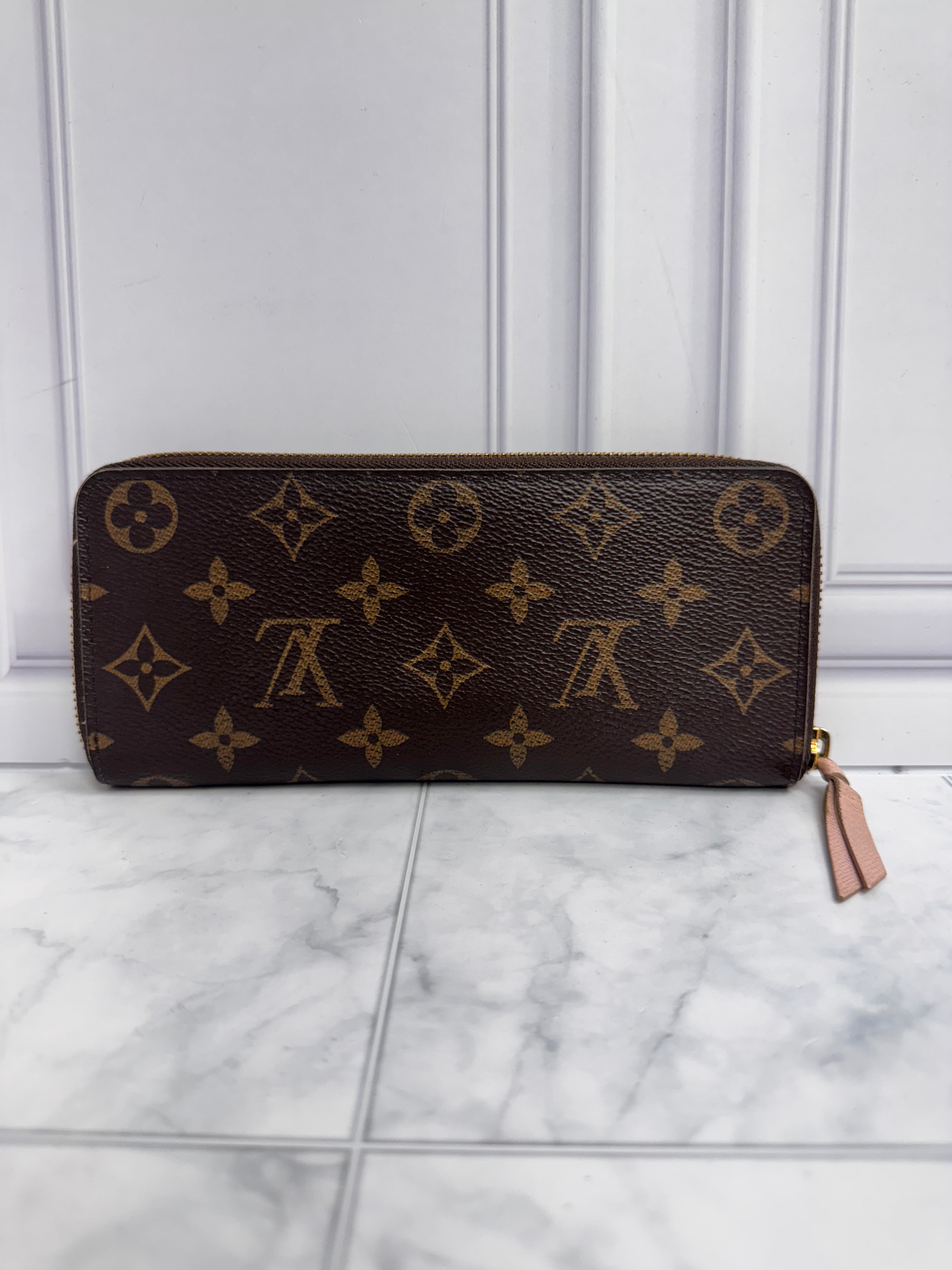 Louis Vuitton Monogram And Pink Clemence Zippy Wallet
