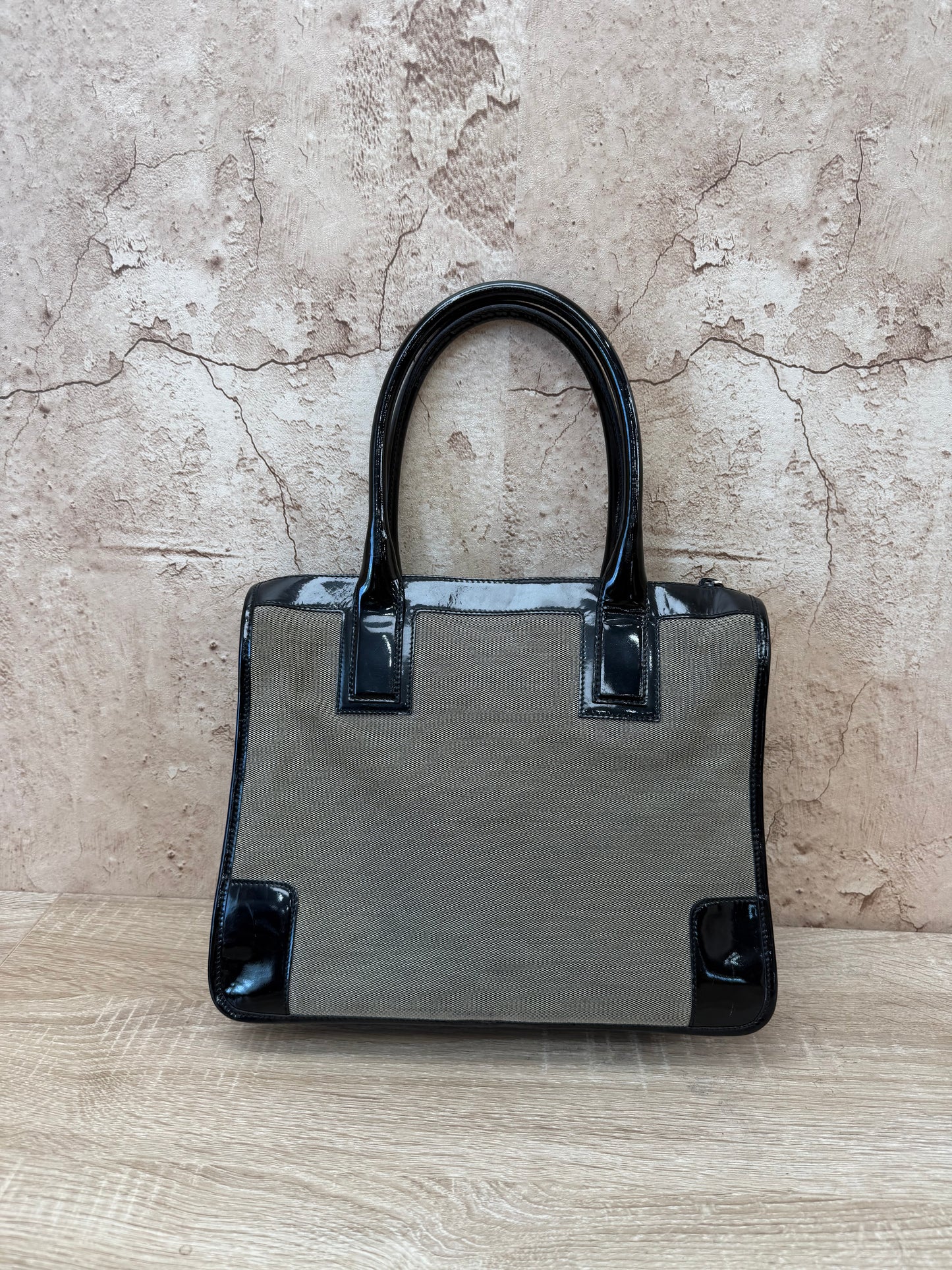 Gucci Brown Canvas & Patent Leather Shoulder Bag