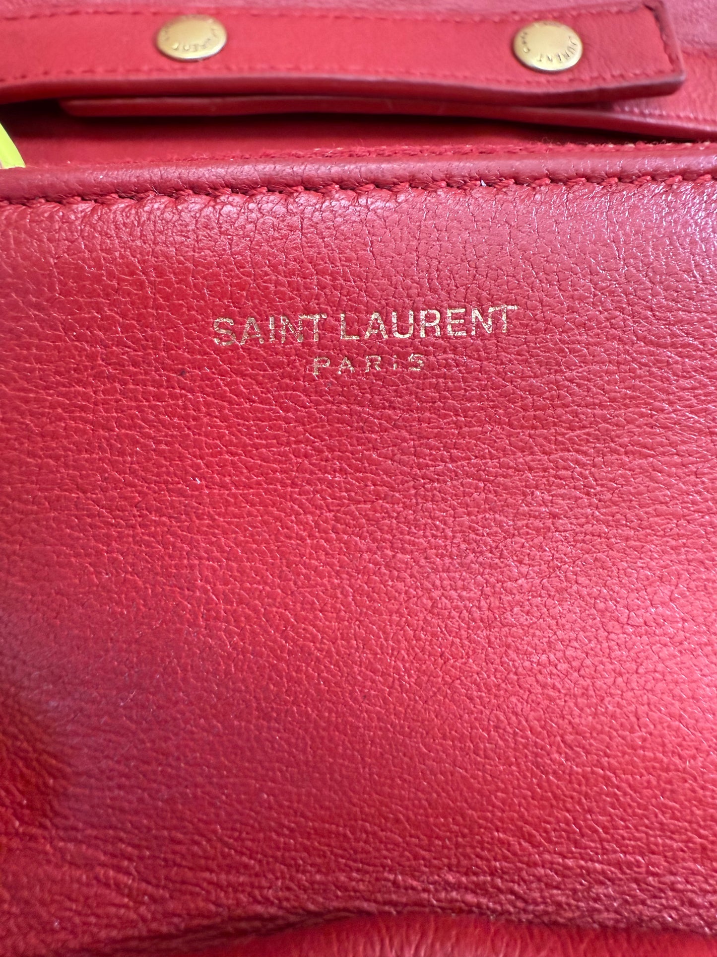 Saint Laurent YSL Red Quilted Leather Angie Chain Crossbody Bag