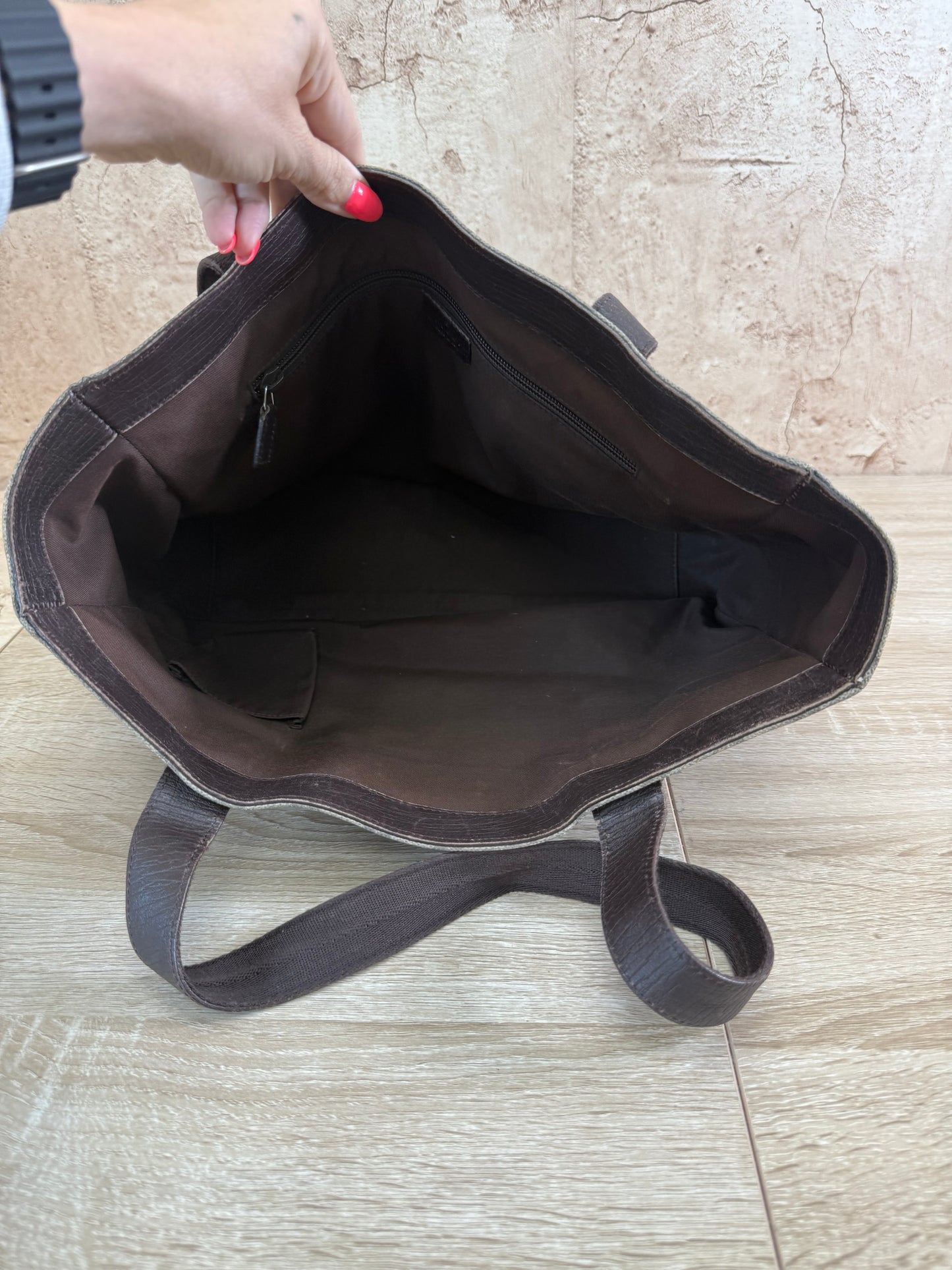 Gucci GG Supreme Brown Coated Canvas Tote Bag