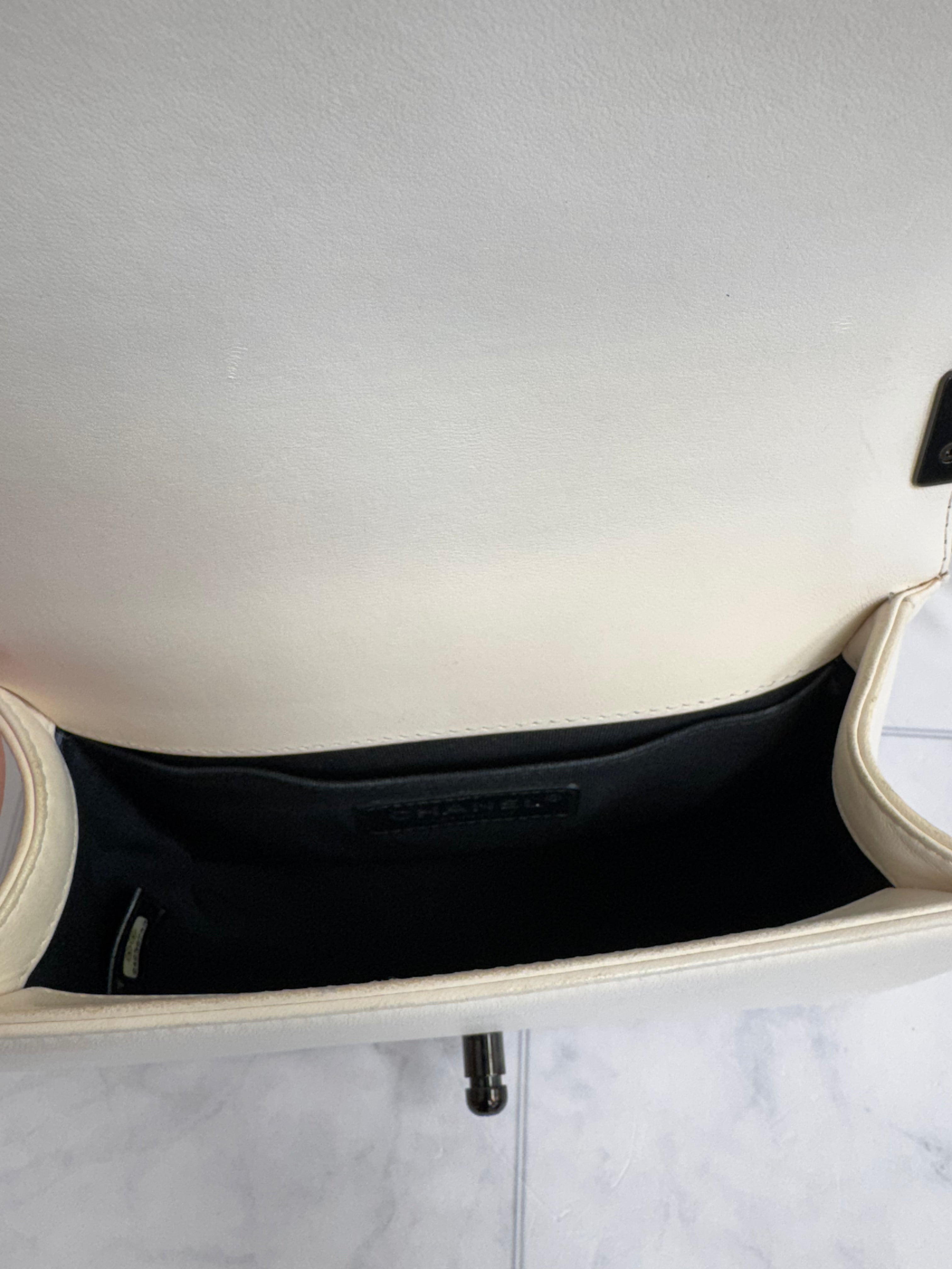 Chanel Black And White Leather Geometric Medium Boy Bag