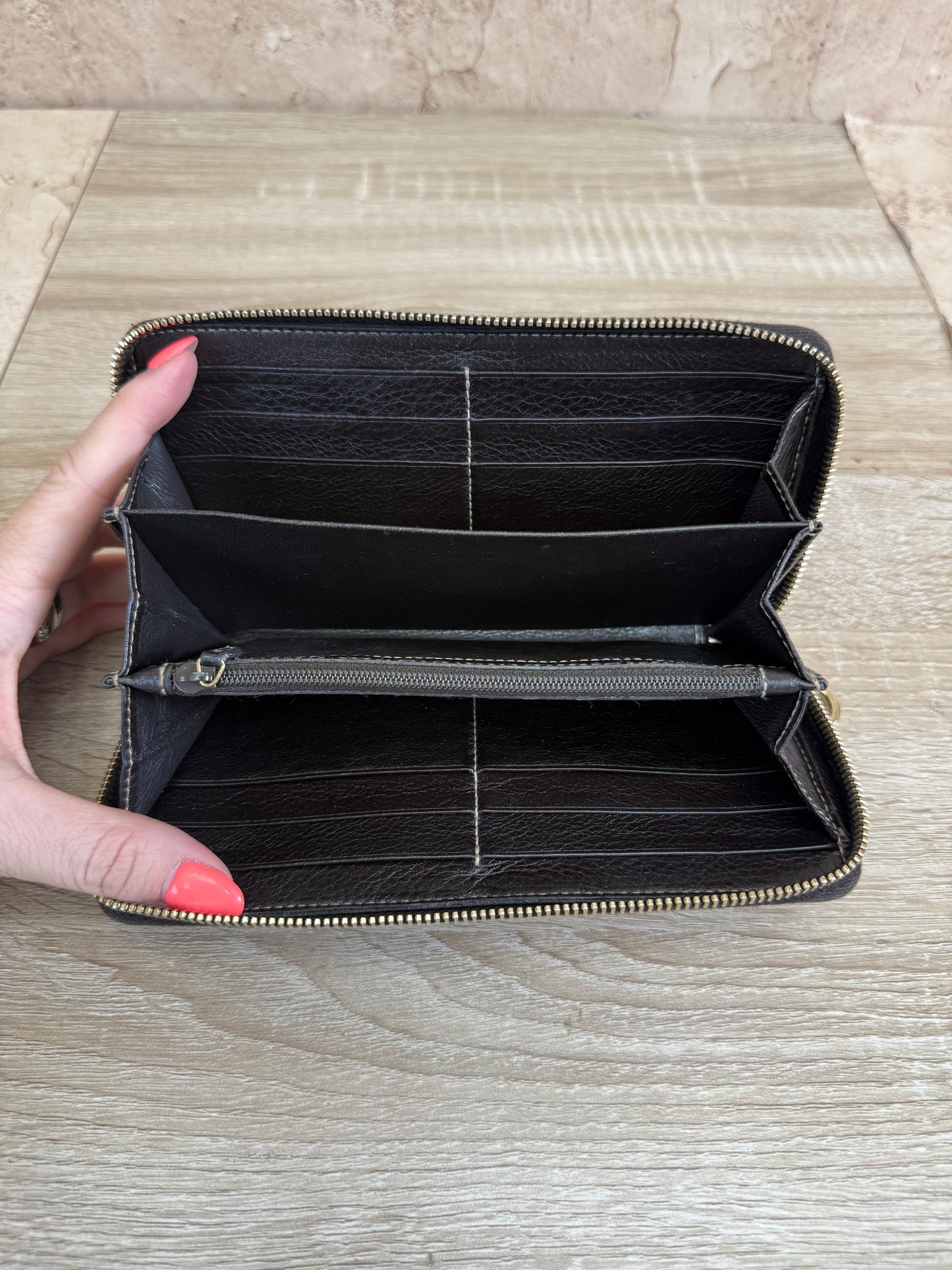 Gucci Dark Brown Leather Zippy Long Wallet