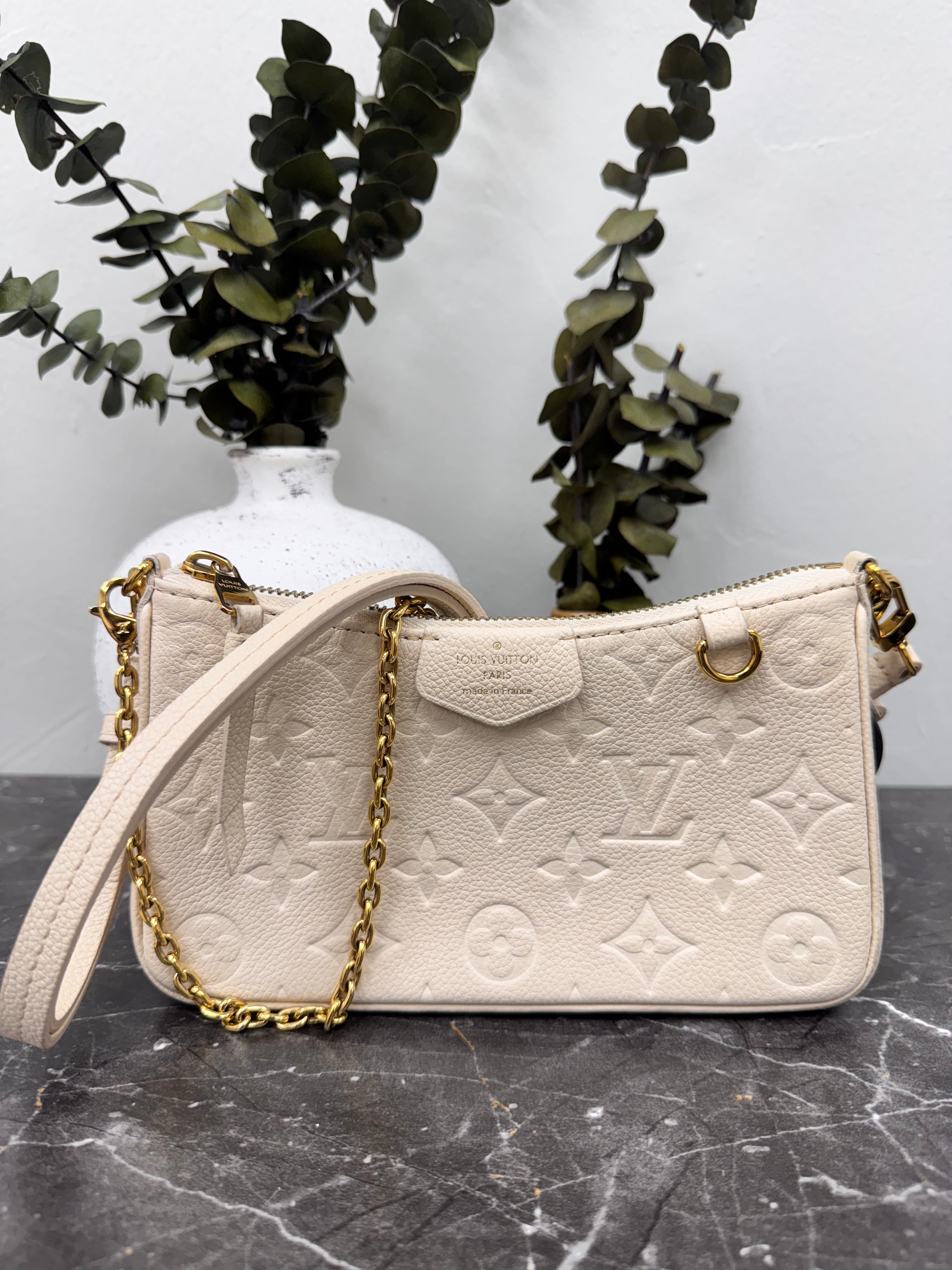Louis Vuitton Cream Monogram Empreinte Easy Pouch On Strap Shoulder Bag