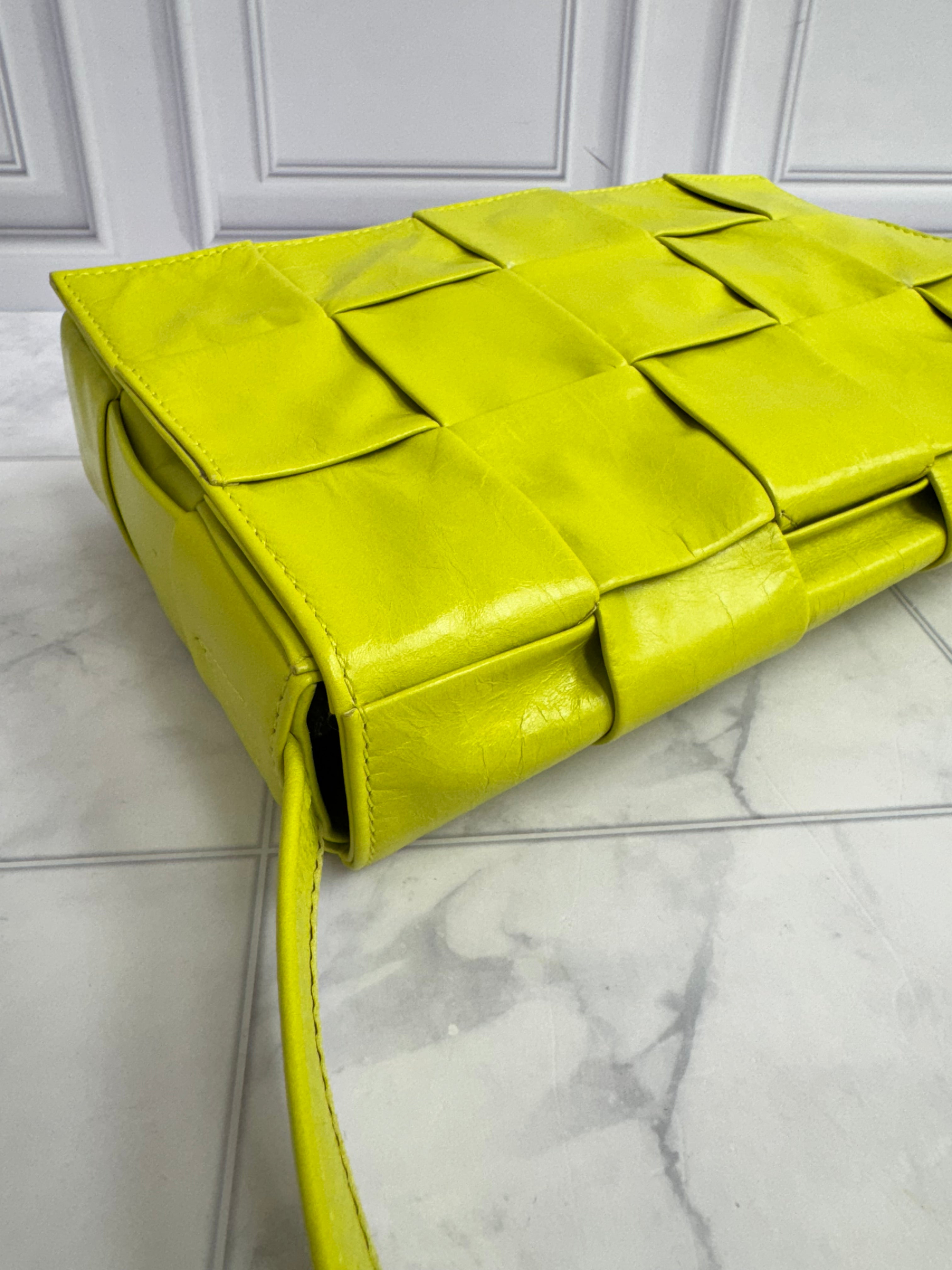 Bottega Veneta Acid Kiwi Maxi Intrecciato Leather Cassette Crossbody Bag