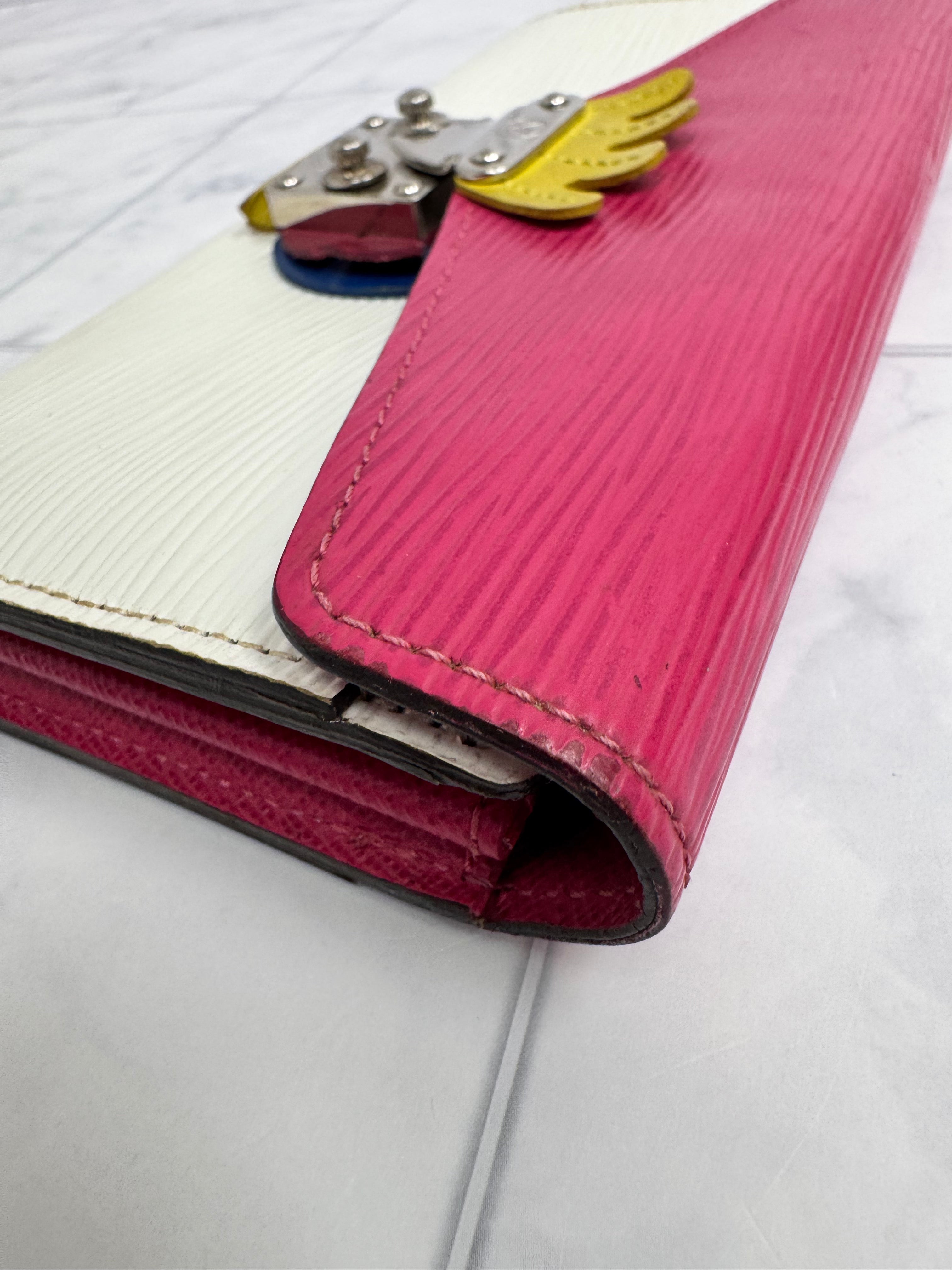Louis Vuitton Pink And White Epi Leather Tribal Mask Long Wallet
