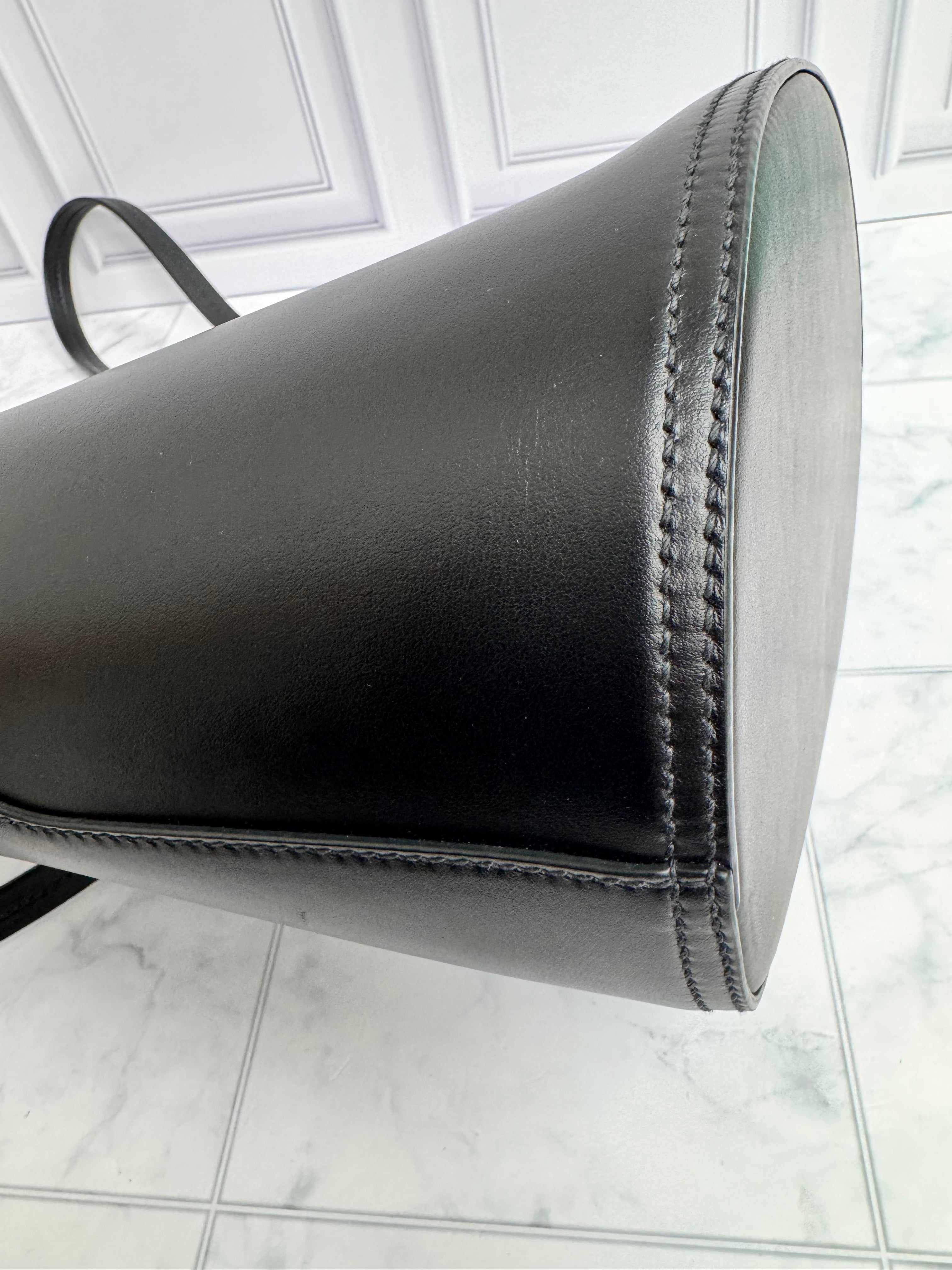 *DONS DROP* Prada Black City Calfskin Leather Tambour Bucket Bag