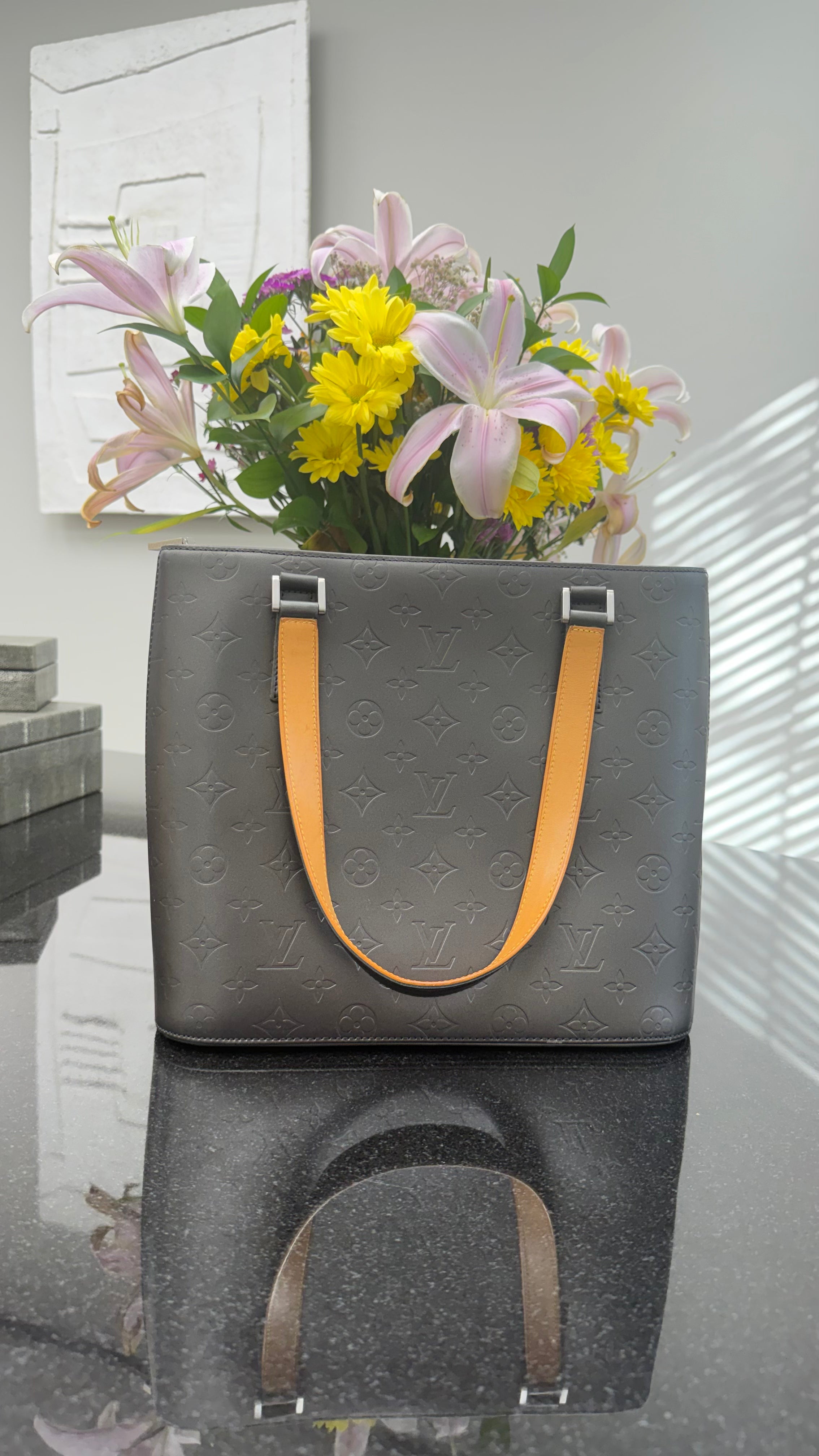 LIKE NEW - Louis Vuitton Graphite Grey Monogram Mat Stockton Tote Bag