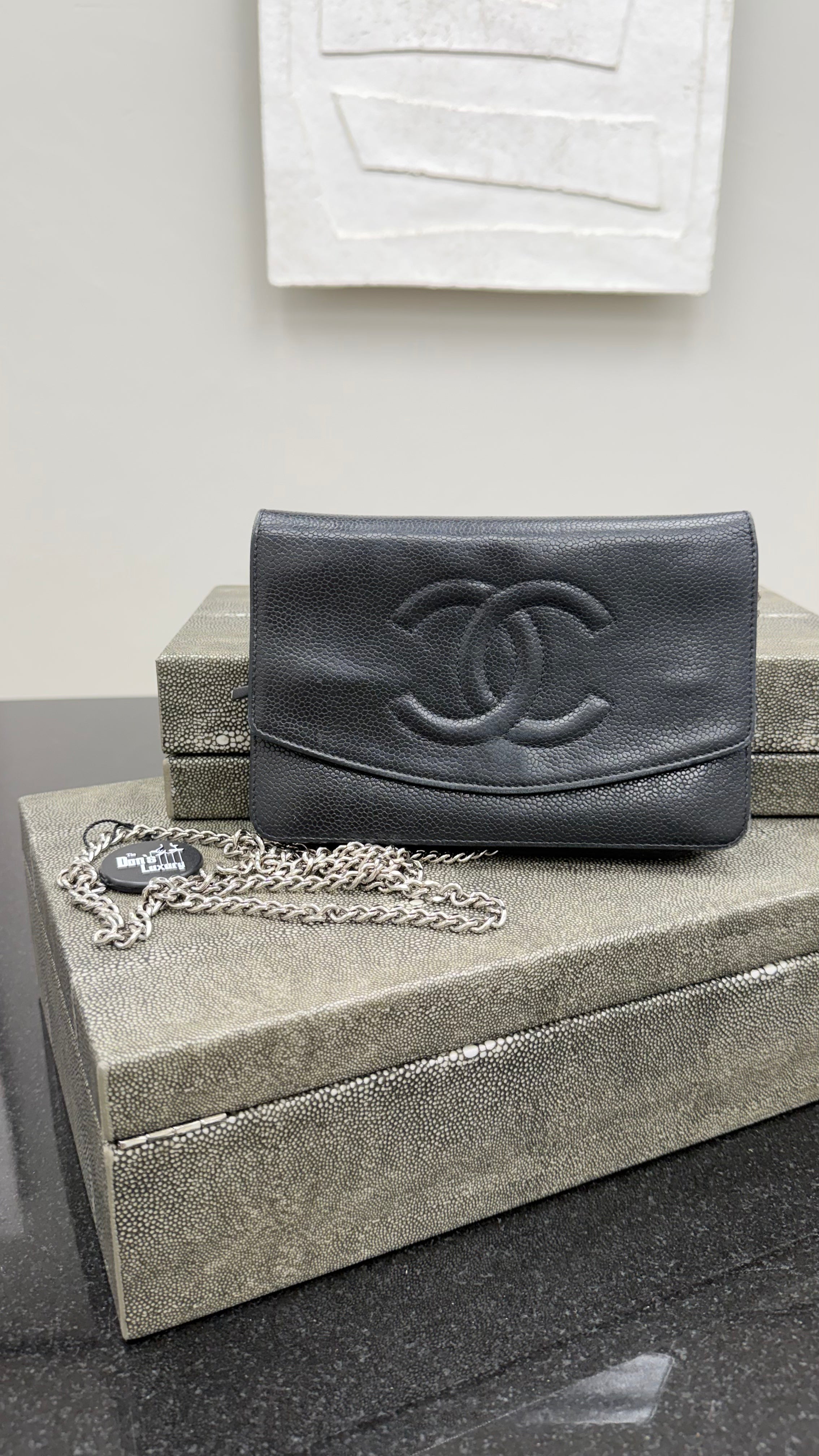 Chanel Black Caviar CC Wallet on a Chain
