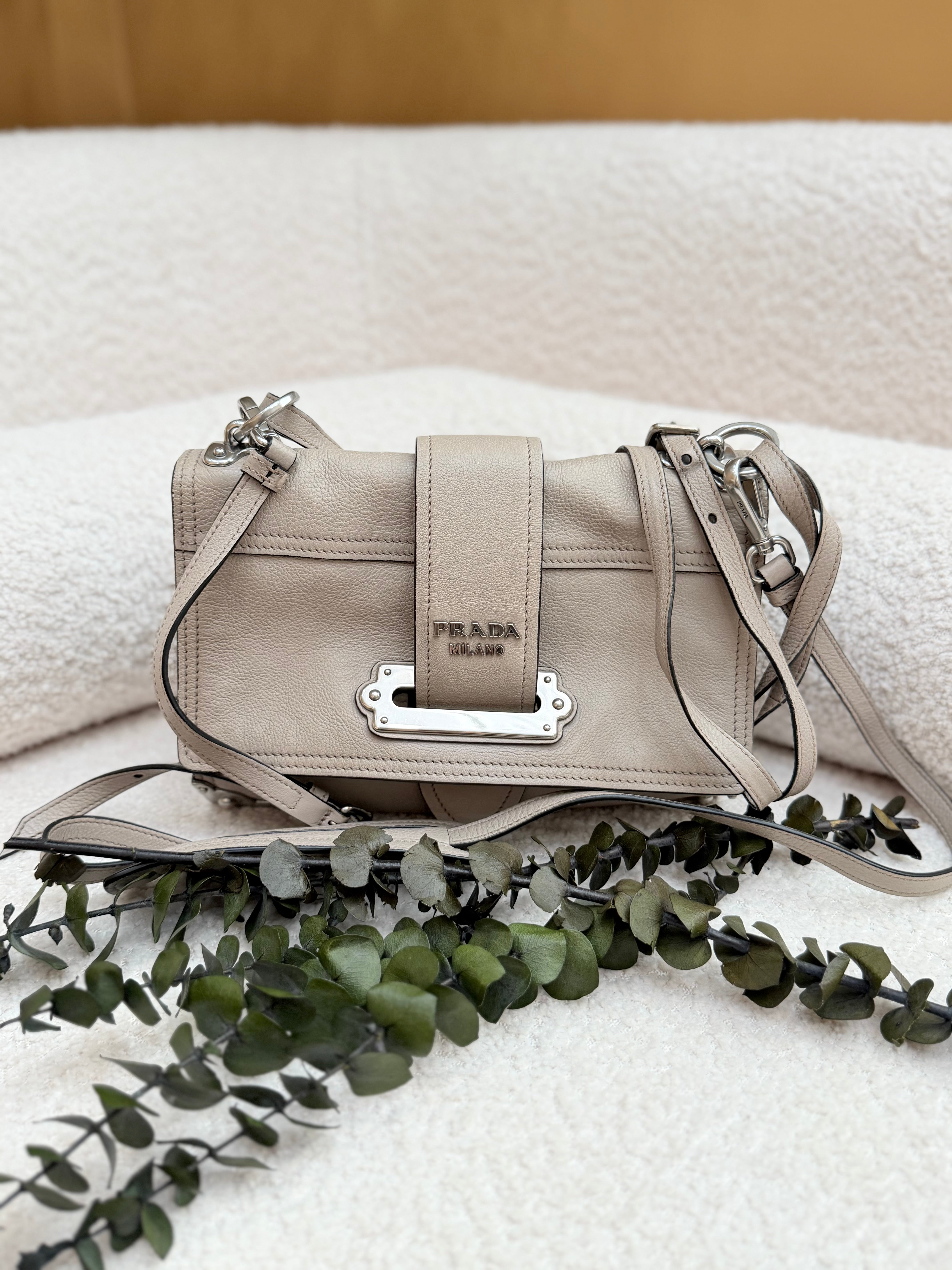 Prada Gray Leather Cahier 2Way Bag