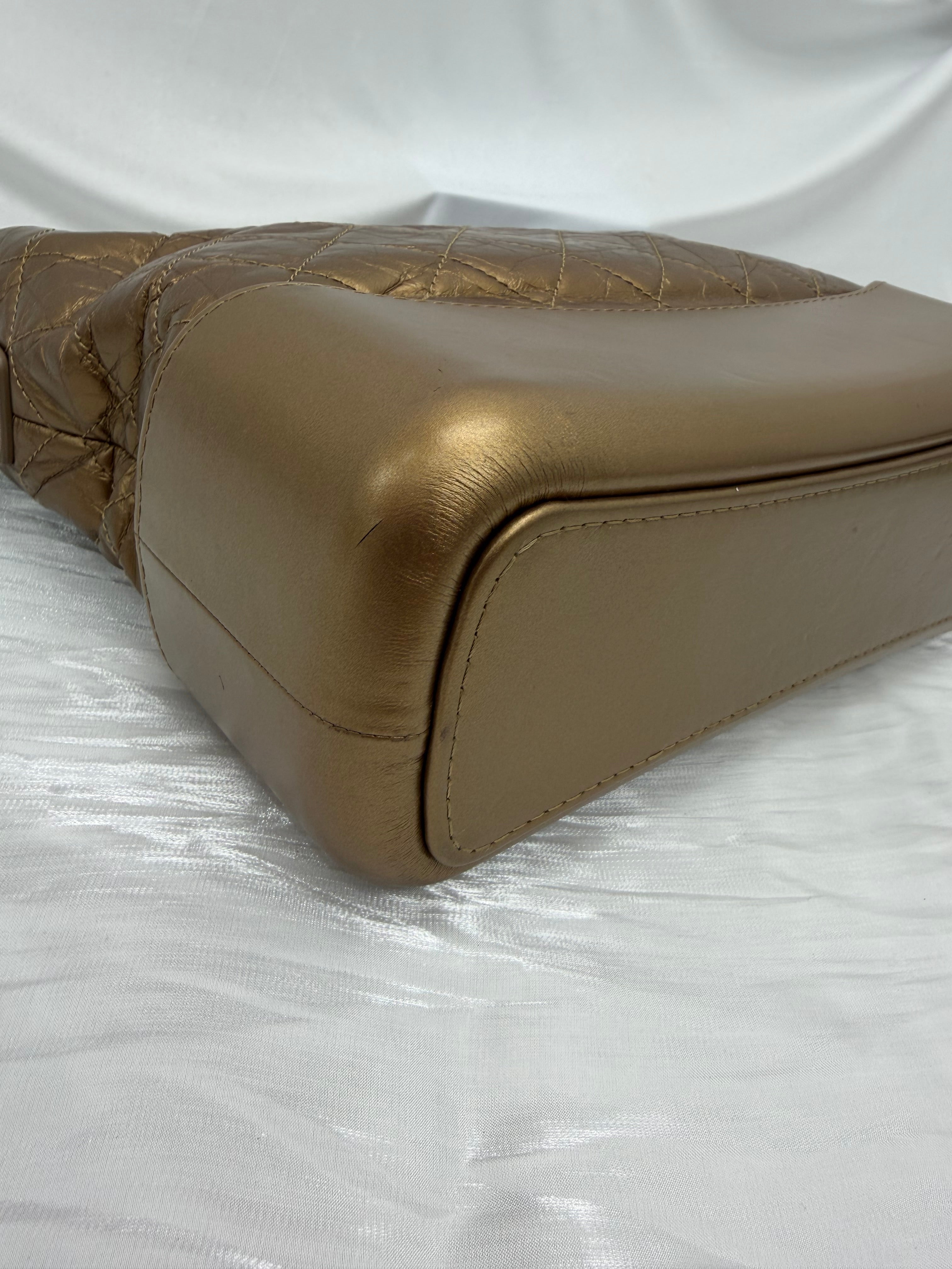 Chanel Metallic Bronze Aged Quilted Calfskin Medium Gabrielle Hobo Bag