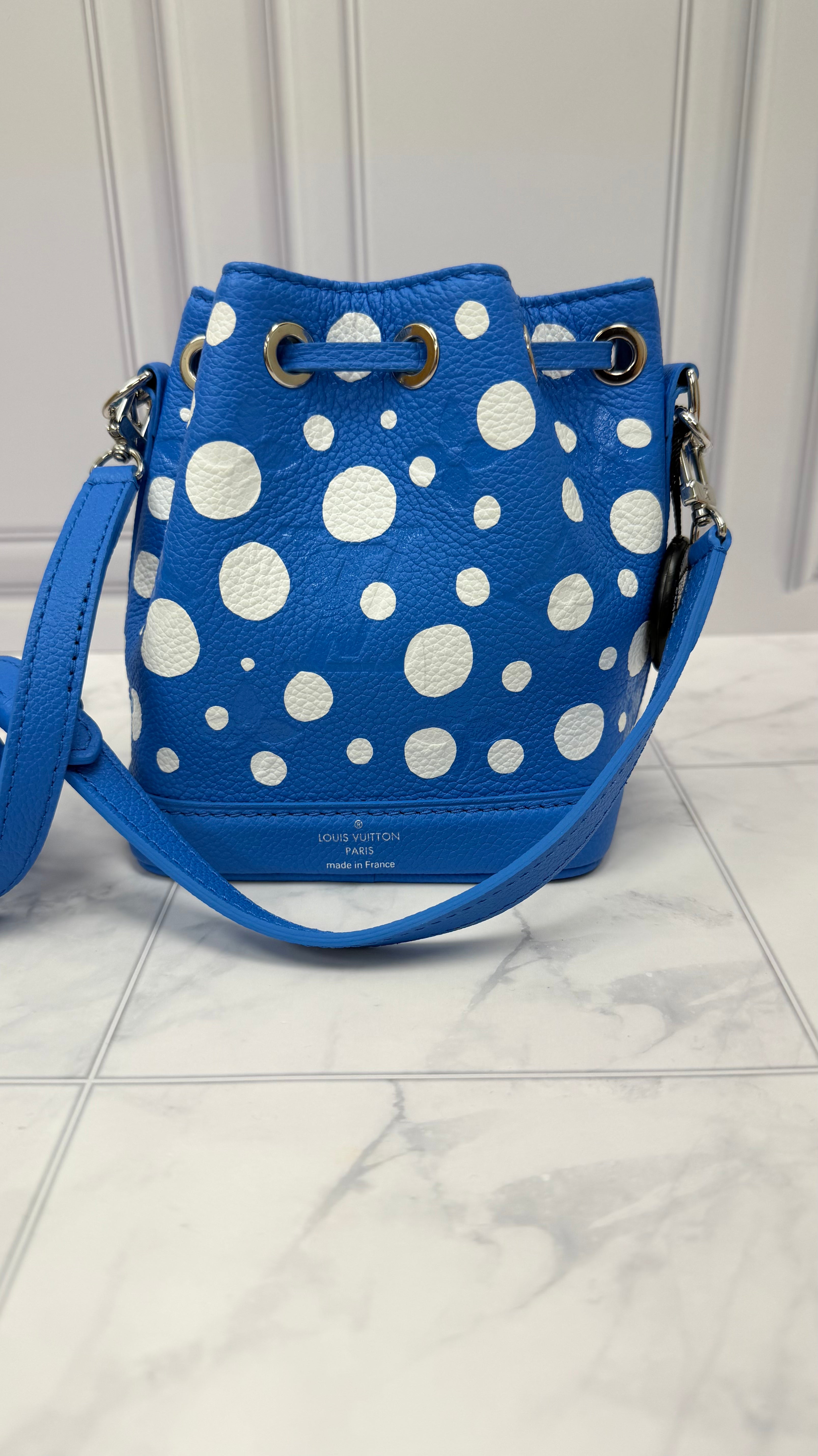 *DONS DROP* LIKE NEW- Louis Vuitton x Kusama Blue Infinity Dots Empreinte Nano Noe Bucket Bag