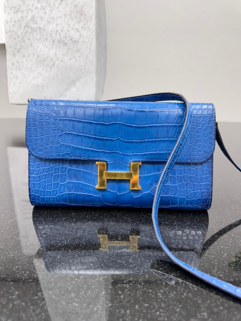 Hermes Blue Alligator Constance To Go Wallet