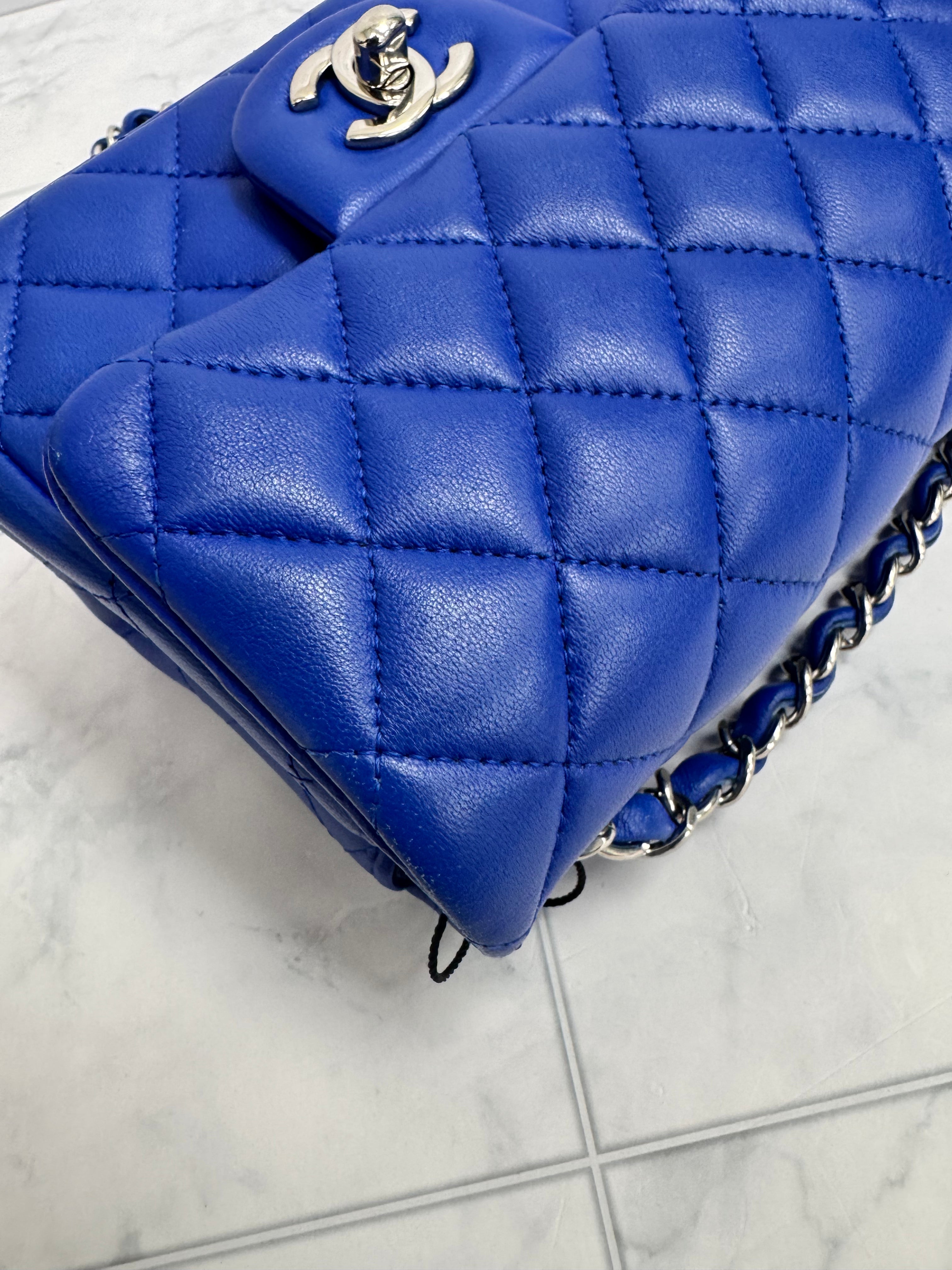 *DONS DROP* Chanel Blue Quilted Lambskin Leather Classic Mini Flap Bag