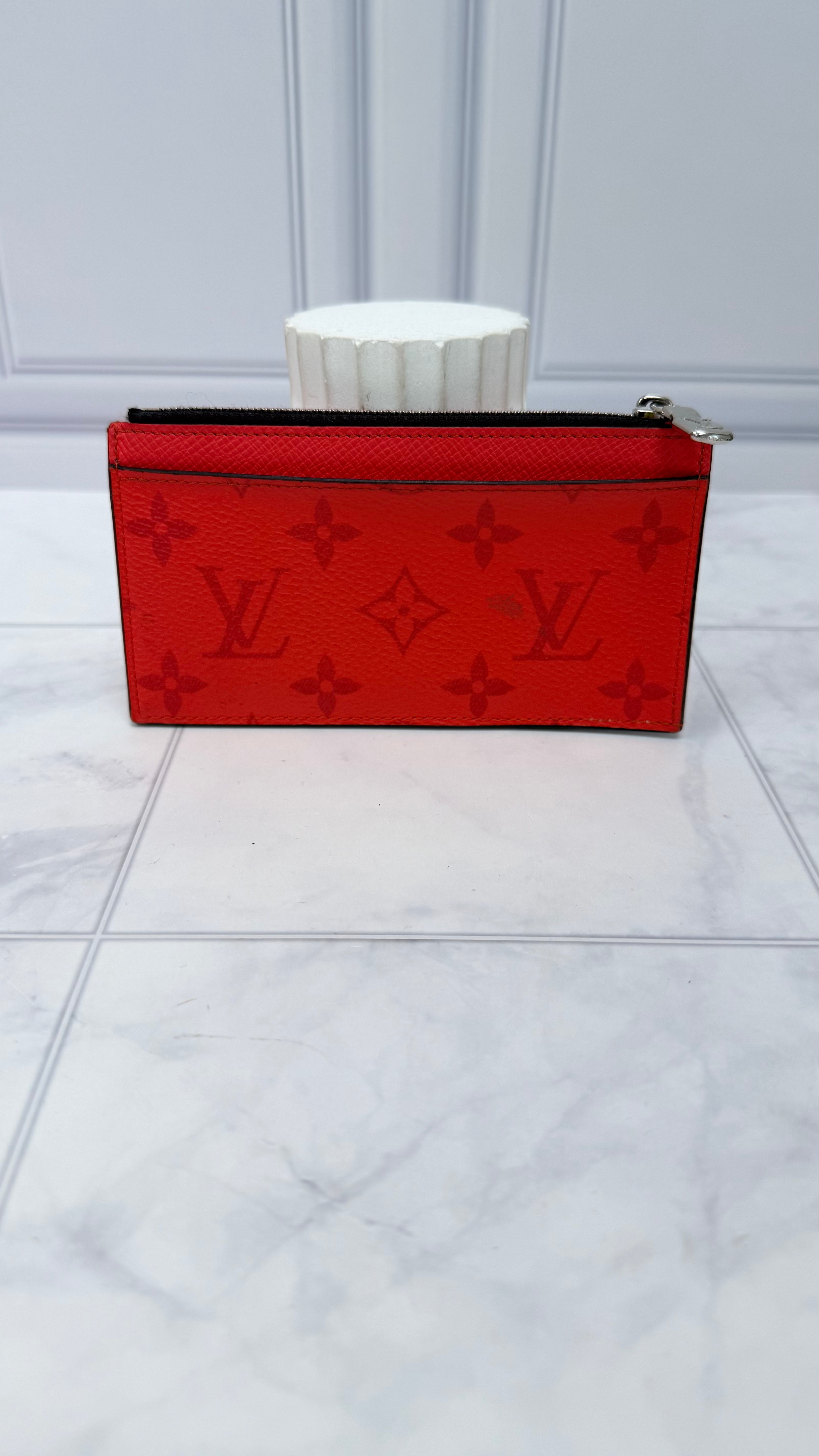 Louis Vuitton Red Taigarama Coin Card Case