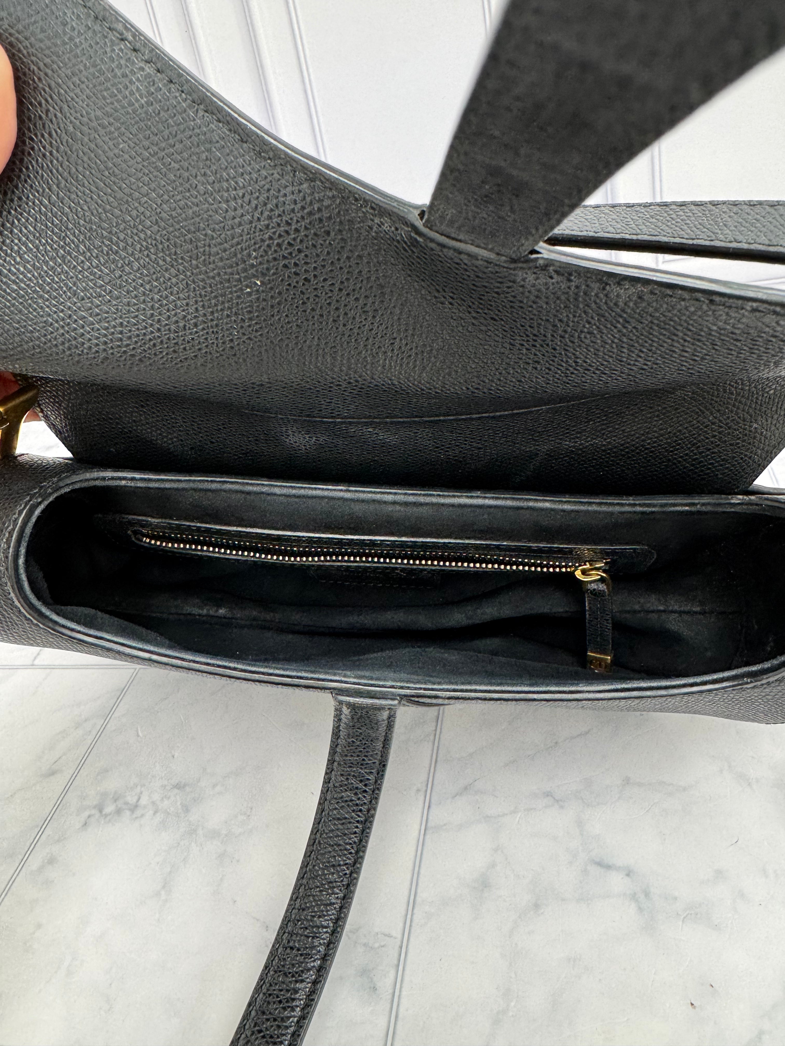 Christian Dior Black Grained Calfskin Leather Medium Saddle Bag