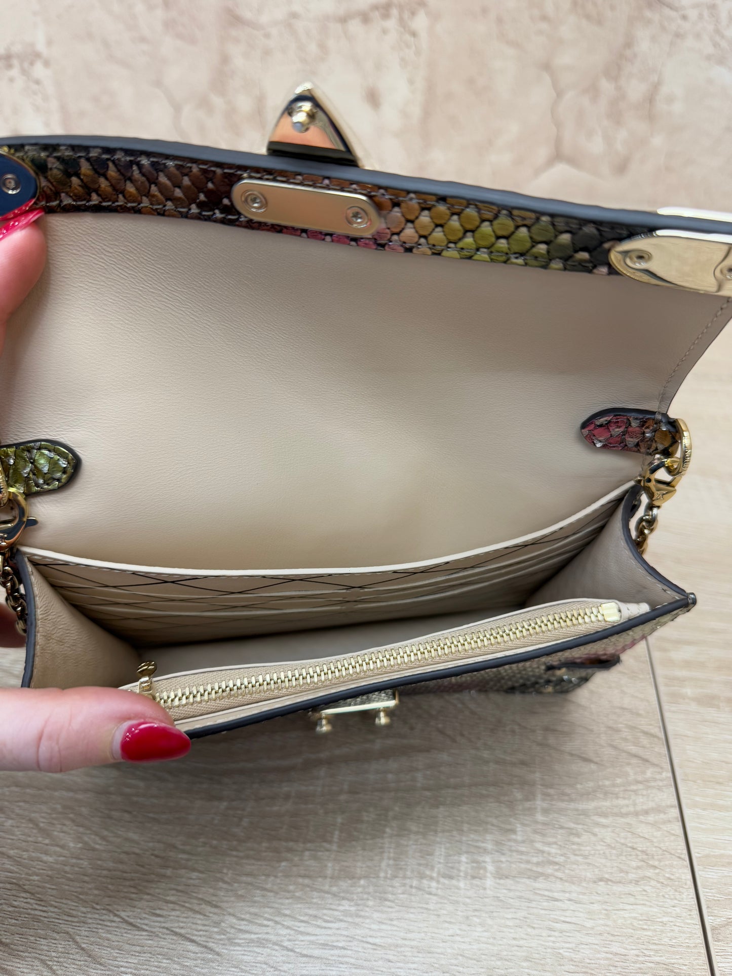 BRAND NEW- Louis Vuitton Limited Editon Multicolor Python Trunk Wallet on a Chain