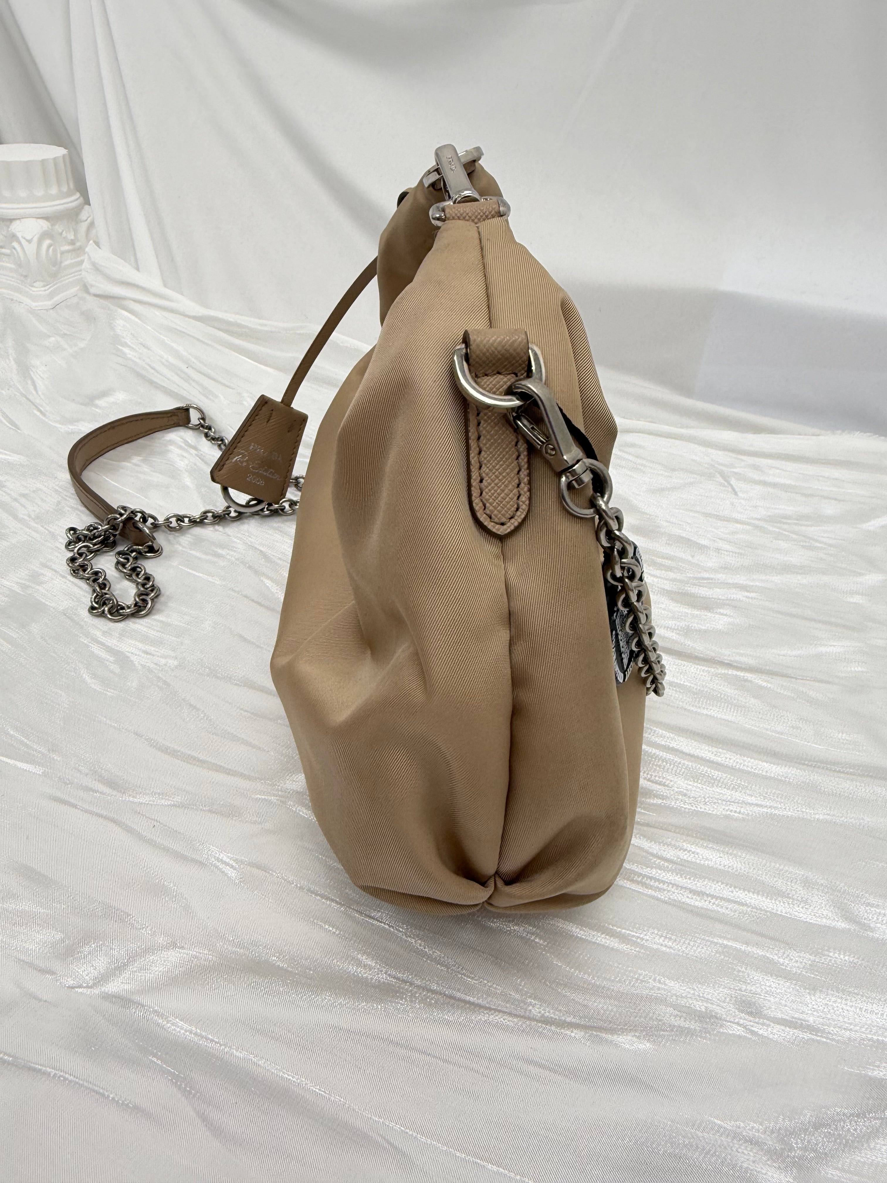 Prada Tan Nylon Re-Edition Curve Shoulder Bag