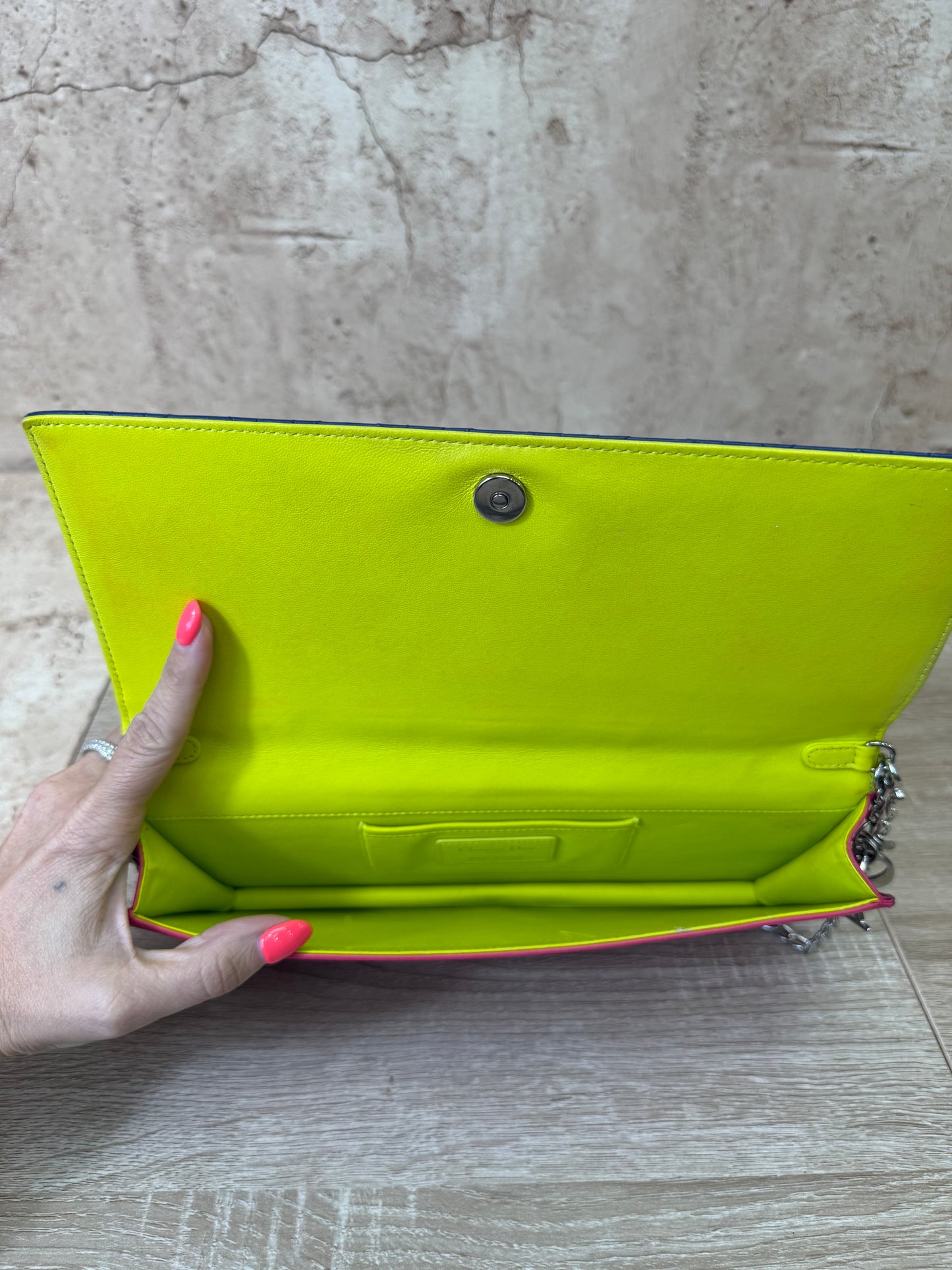 Christian Dior Blue Cannage Leather Clutch Pochette Bag