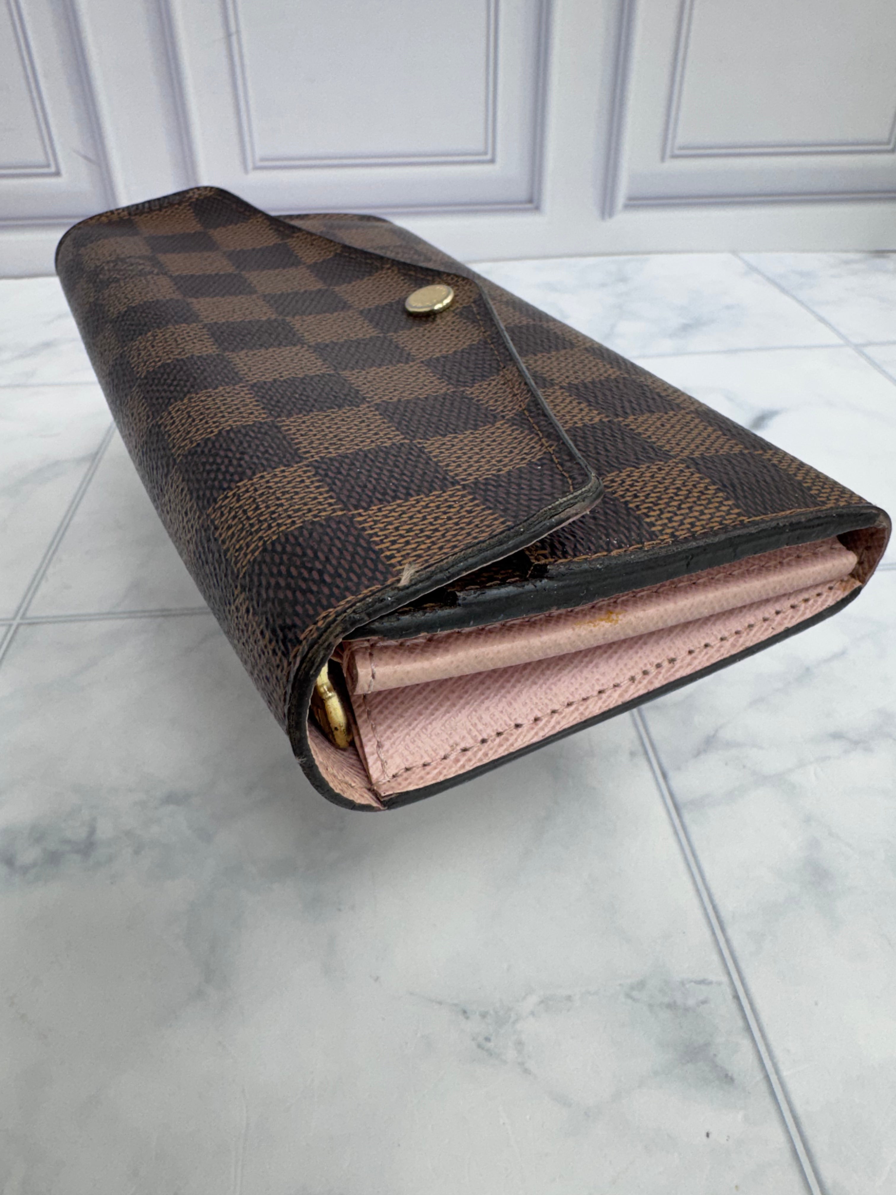 Louis Vuitton Damier Ebene & Pink Sarah Wallet