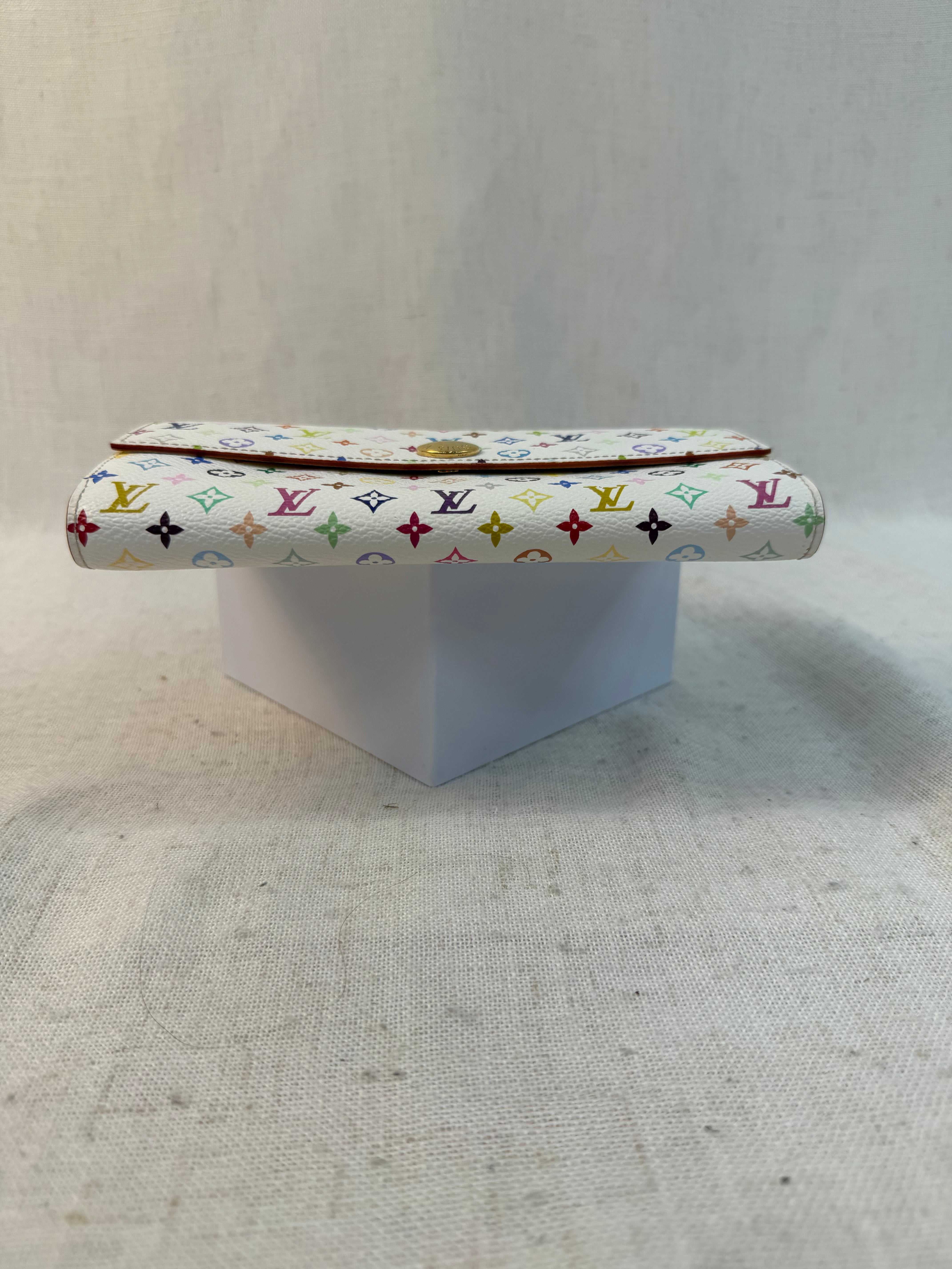 LIKE NEW Louis Vuitton Monogram White Multicolor Sarah Wallet