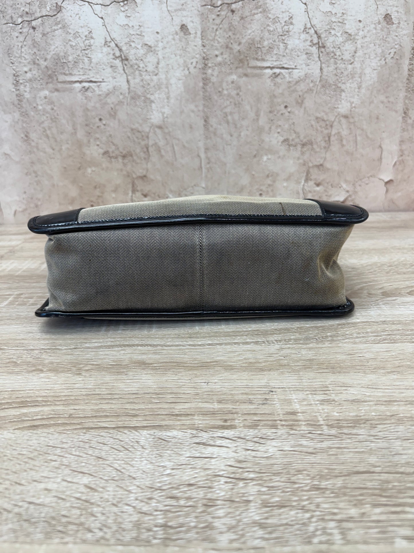Gucci Brown Canvas & Patent Leather Shoulder Bag