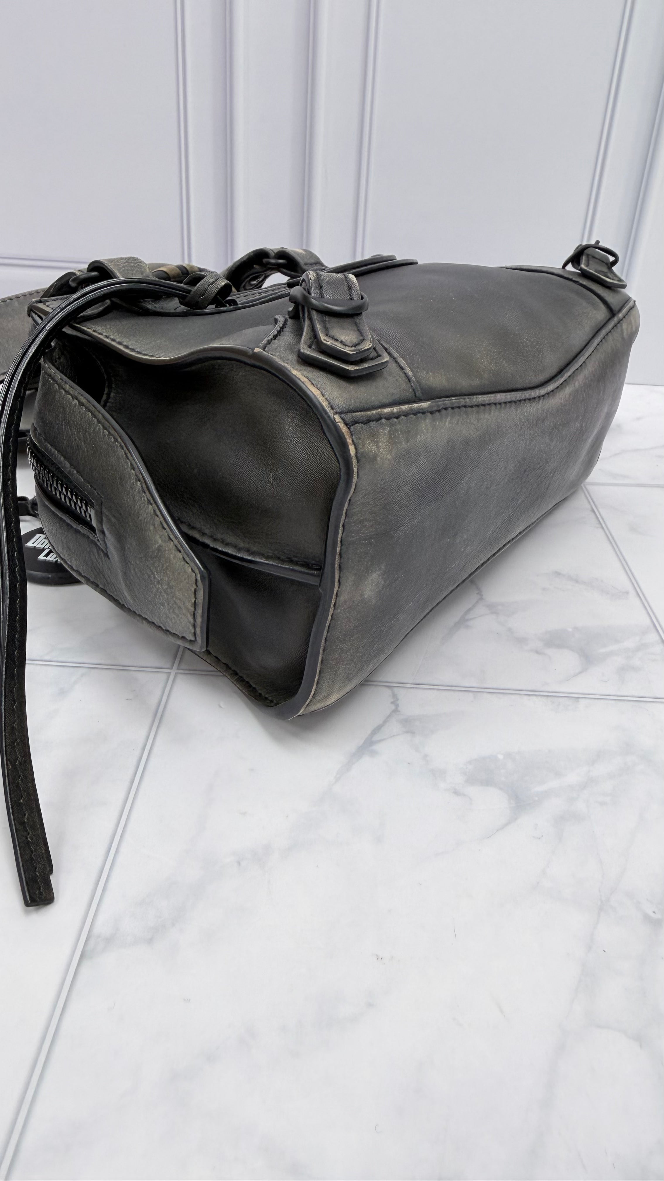 Balenciaga Black Distressed Leather Neo Classic City Bag