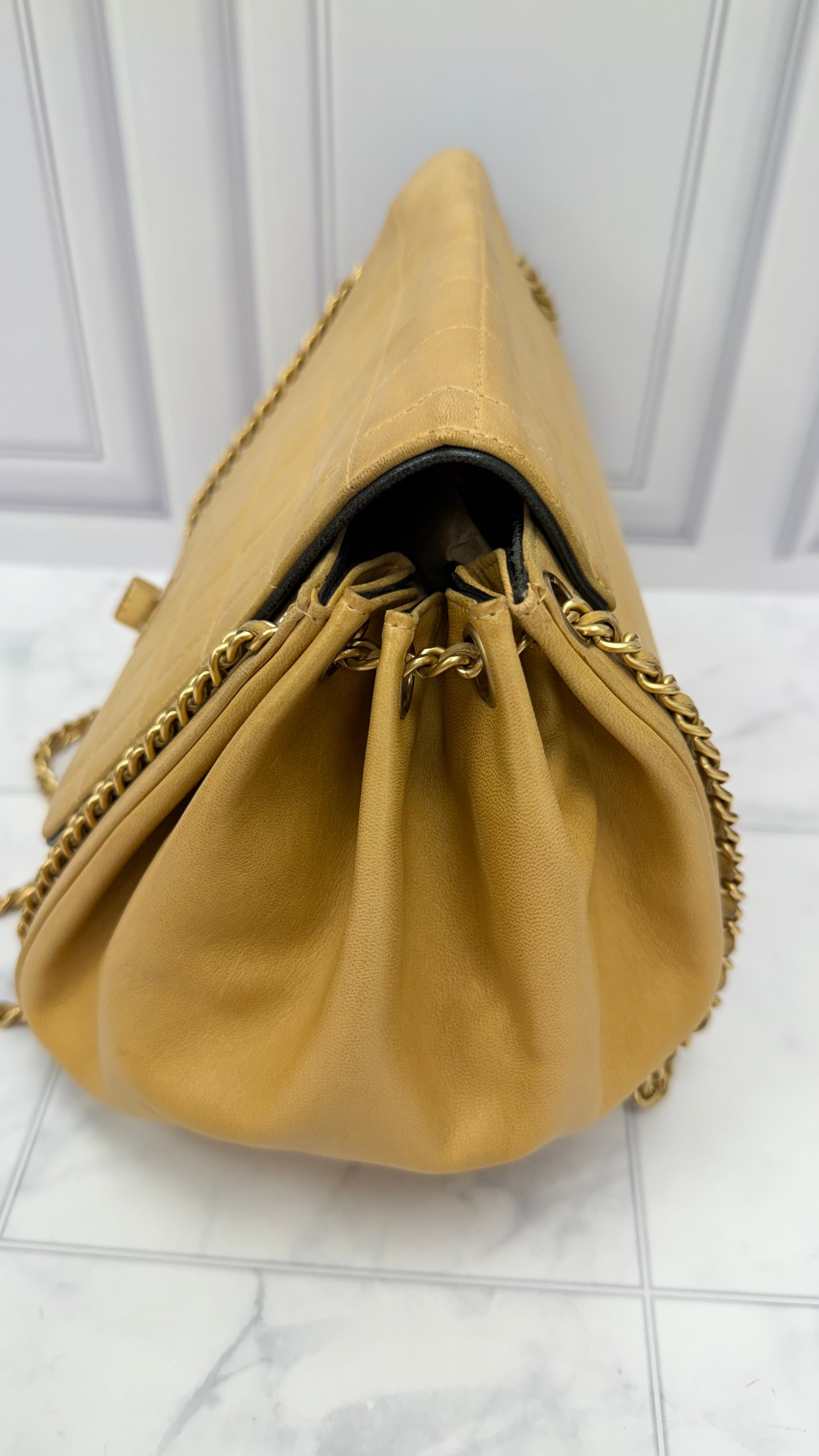 Chanel Beige Lambskin Chocolate Bar Reissue Accordion Flap Bag