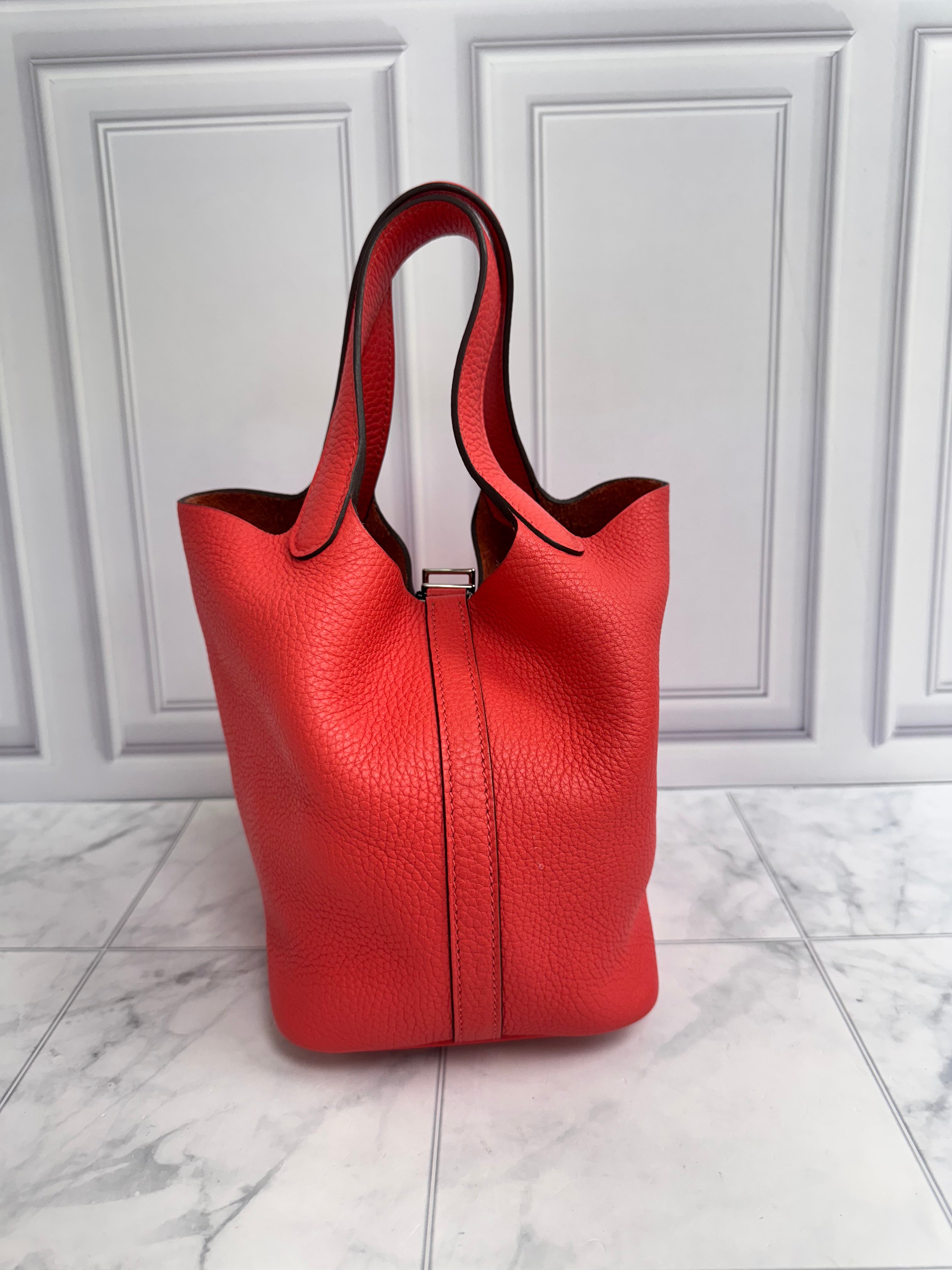 Hermes Rose Jaipur Taurillon Clemence Picotin Lock Bag
