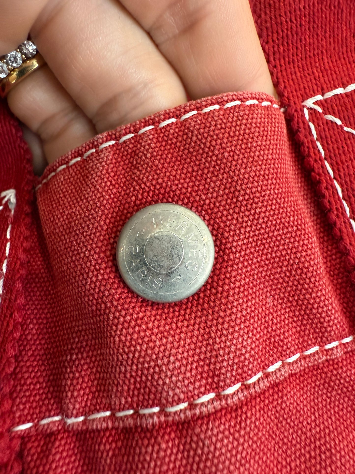 Hermes Red Canvas PM Handbag